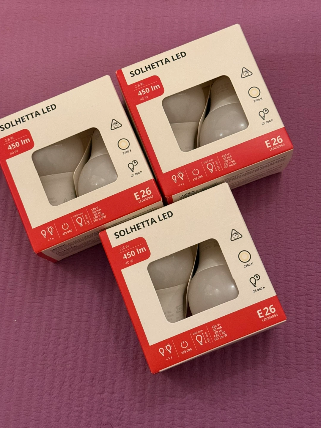 🌱Solhetta LED Light Bulbs - 450 Lumens, 2.8W, (3 Pack)