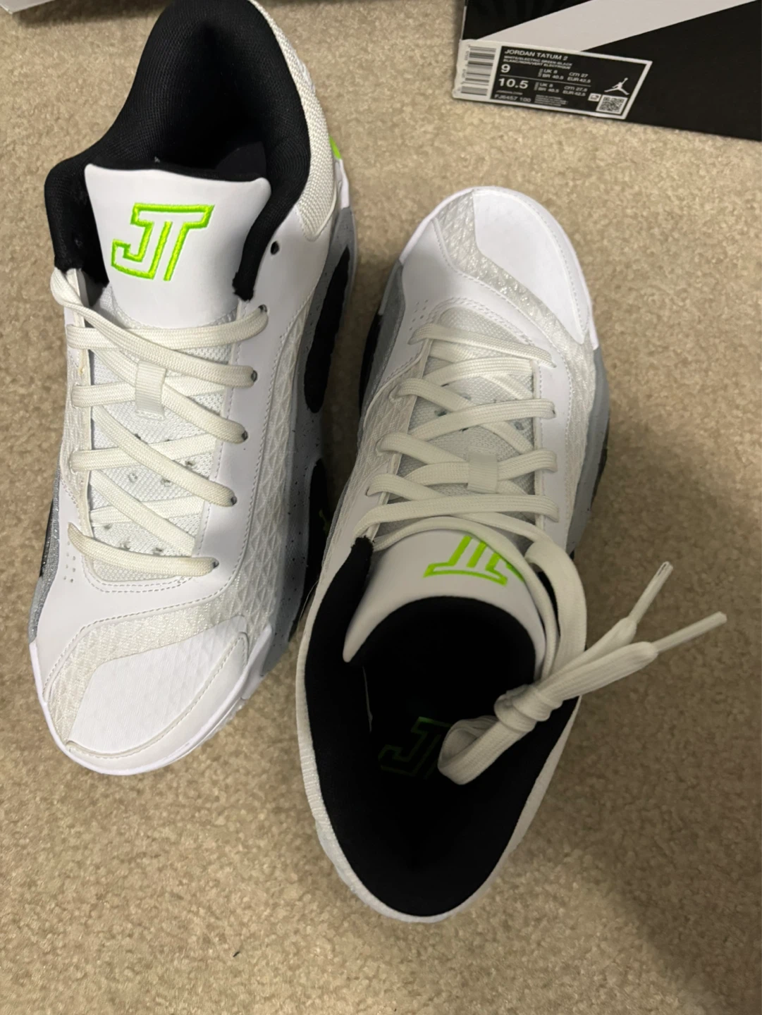 Jordan Tatum 2 White/Electric Green Basketball Shoes