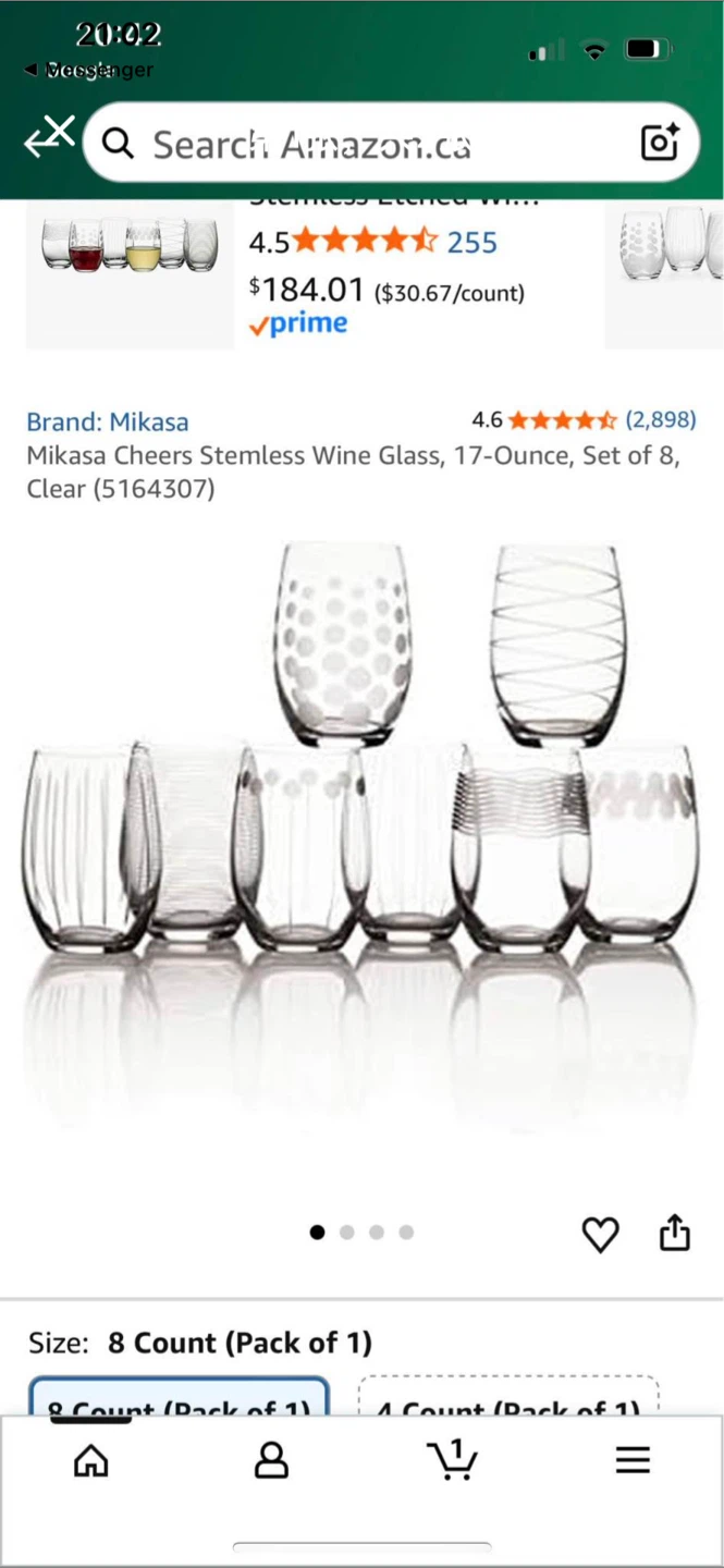 Brand new Mikasa Cheers Stemless Wine Glasses Set of 8