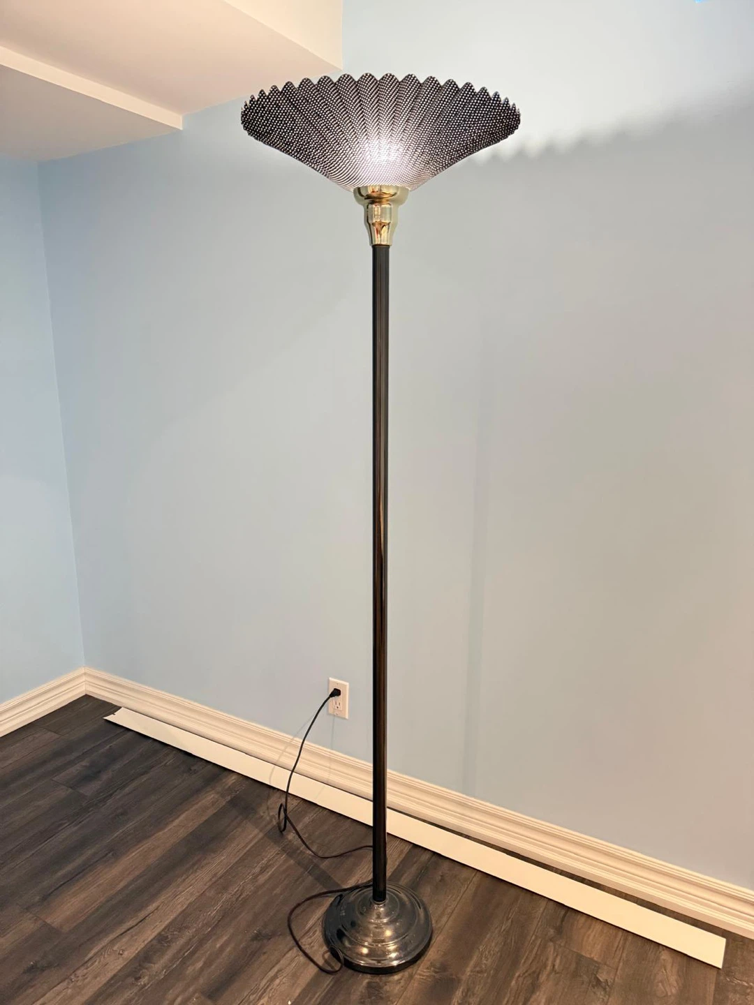 Vintage Floor Lamp with Metal Mesh Shade