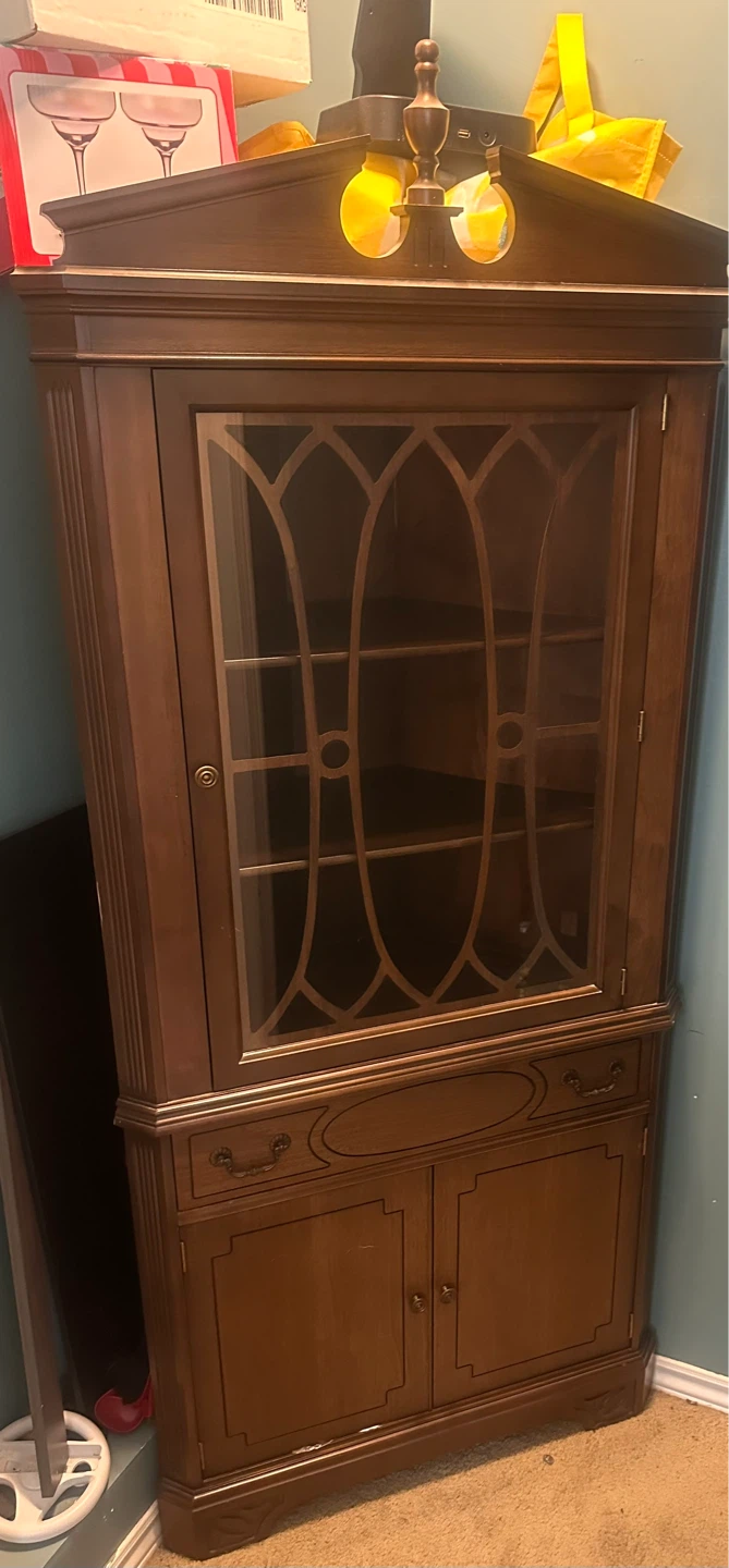 Corner Display Cabinet with Glass Door