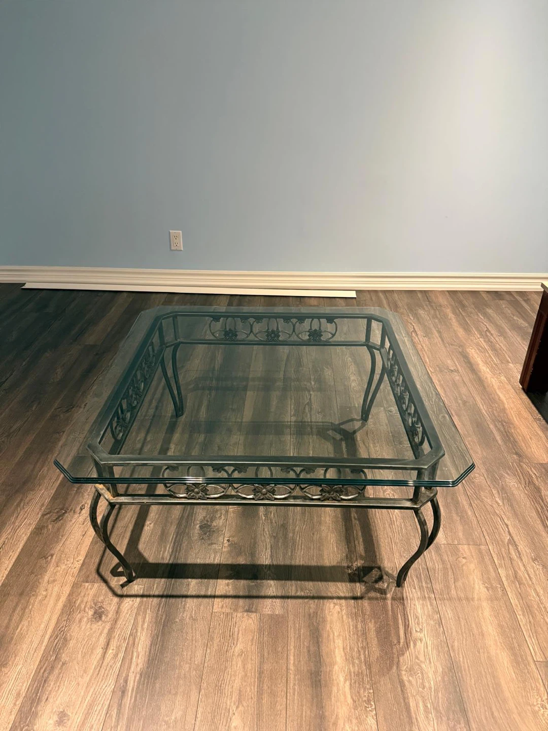 Square Glass Top Coffee Table with Metal Frame
