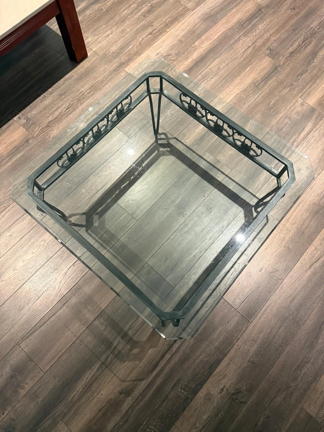 Square Glass Top Coffee Table with Metal Frame - photo 2