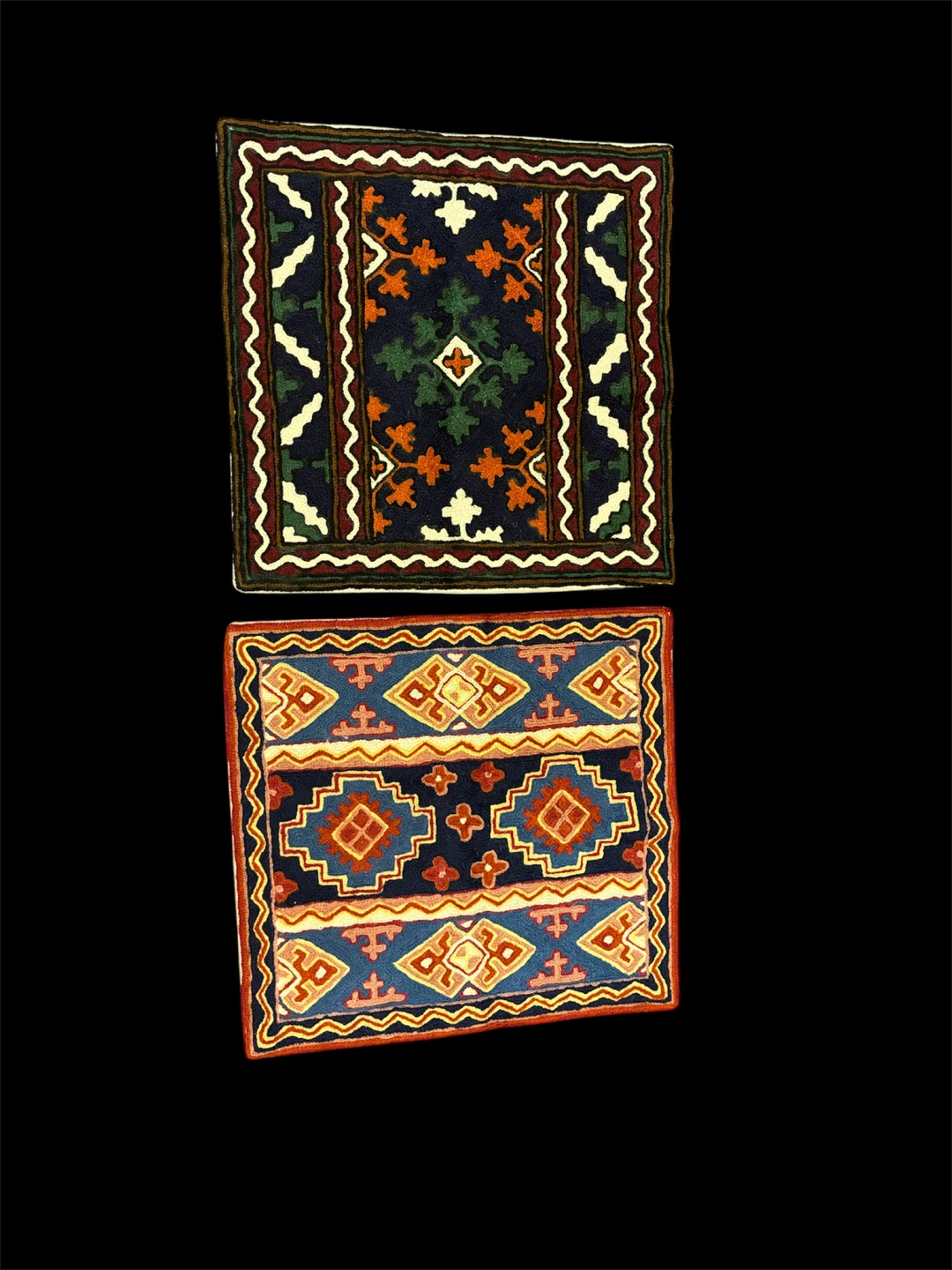 2 hand embroidered cushion covers