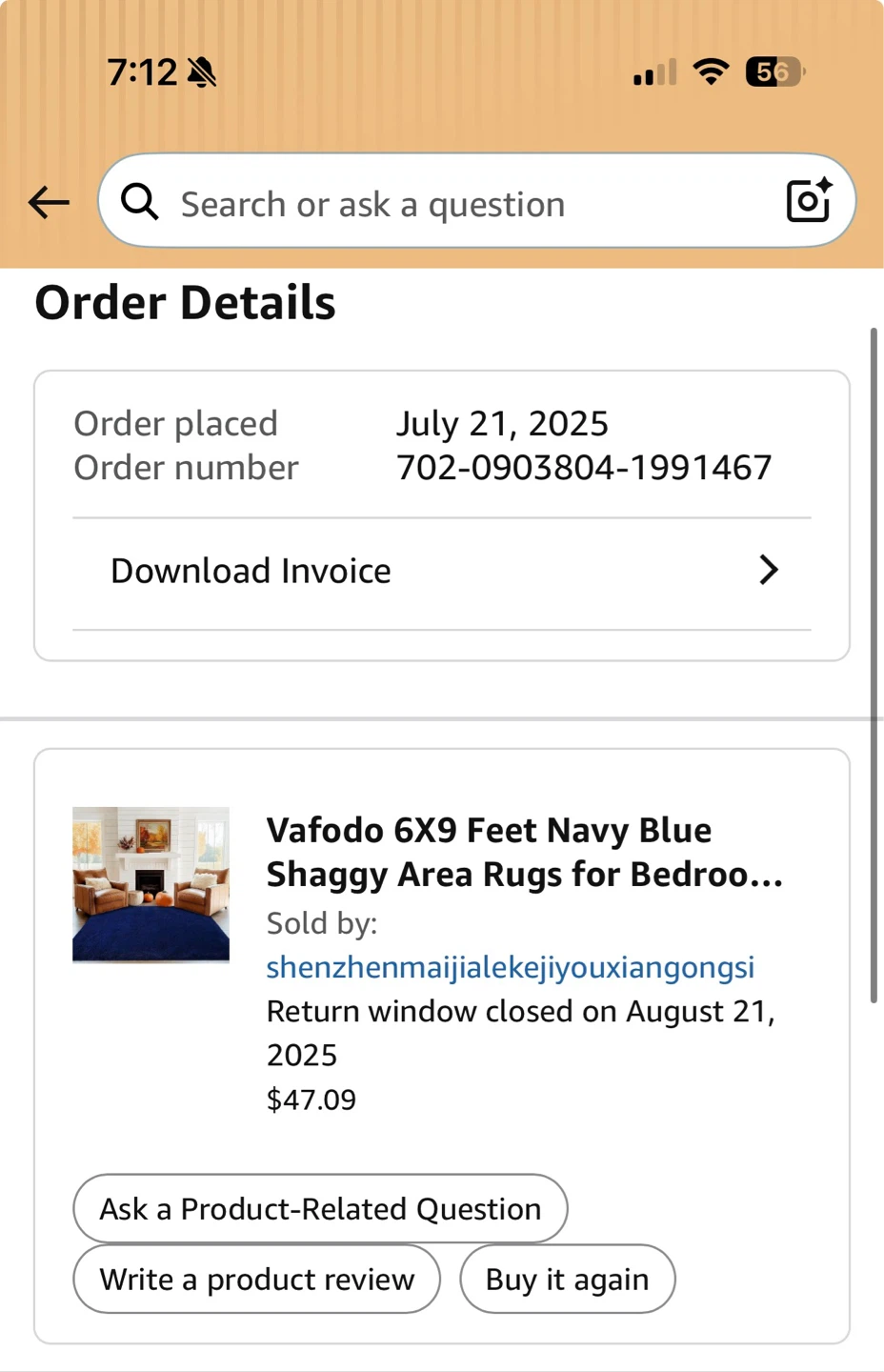 Navy Blue Shaggy Area Rug 6x9 ft - photo 4