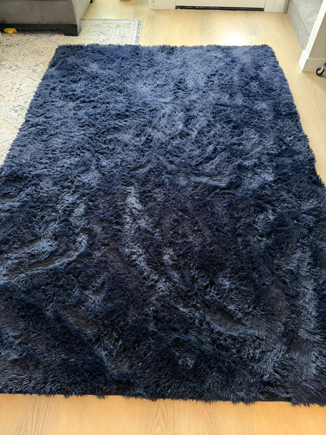 Navy Blue Shaggy Area Rug 6x9 ft