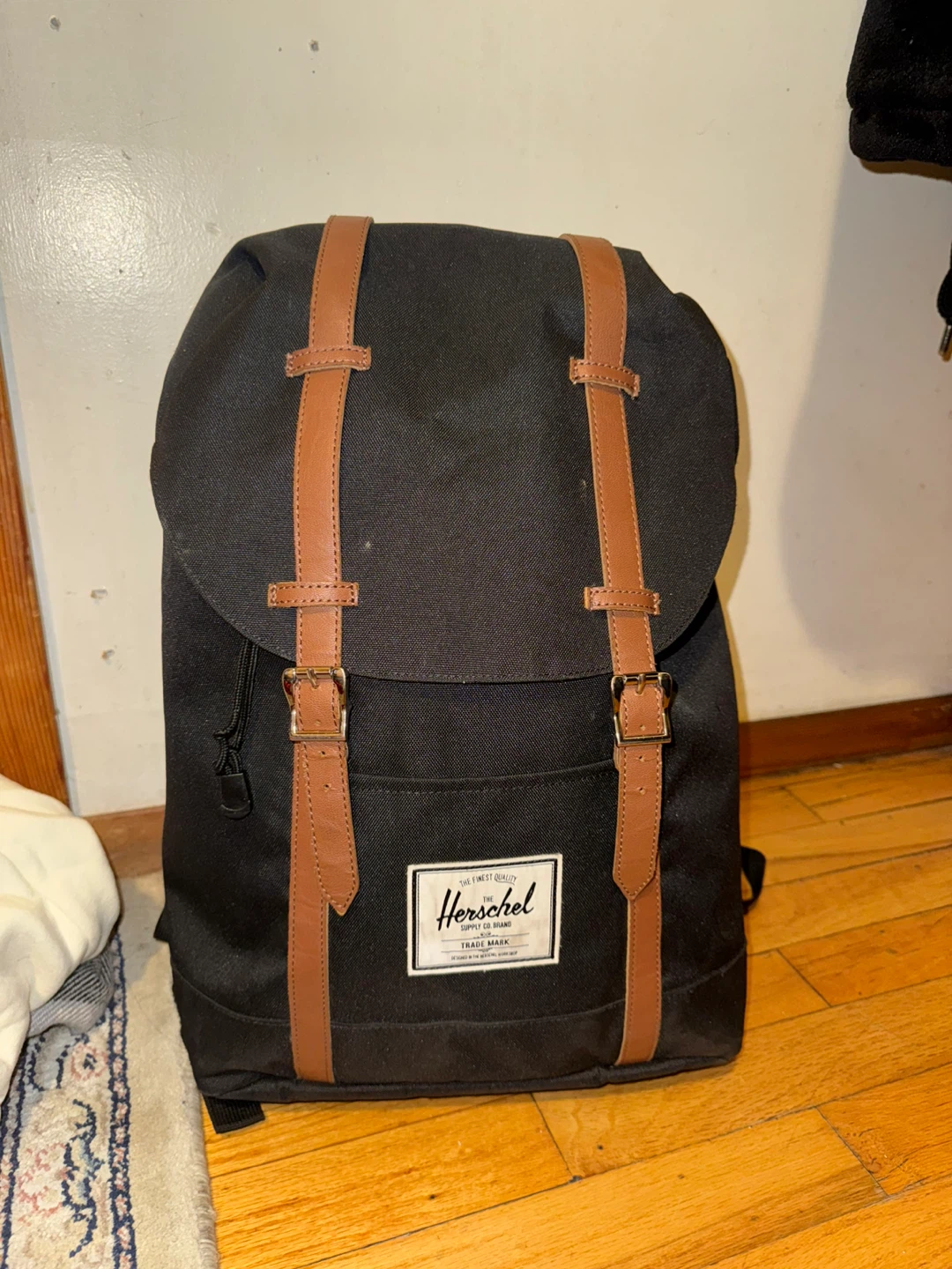 Herschel Black Backpack with Brown Accents