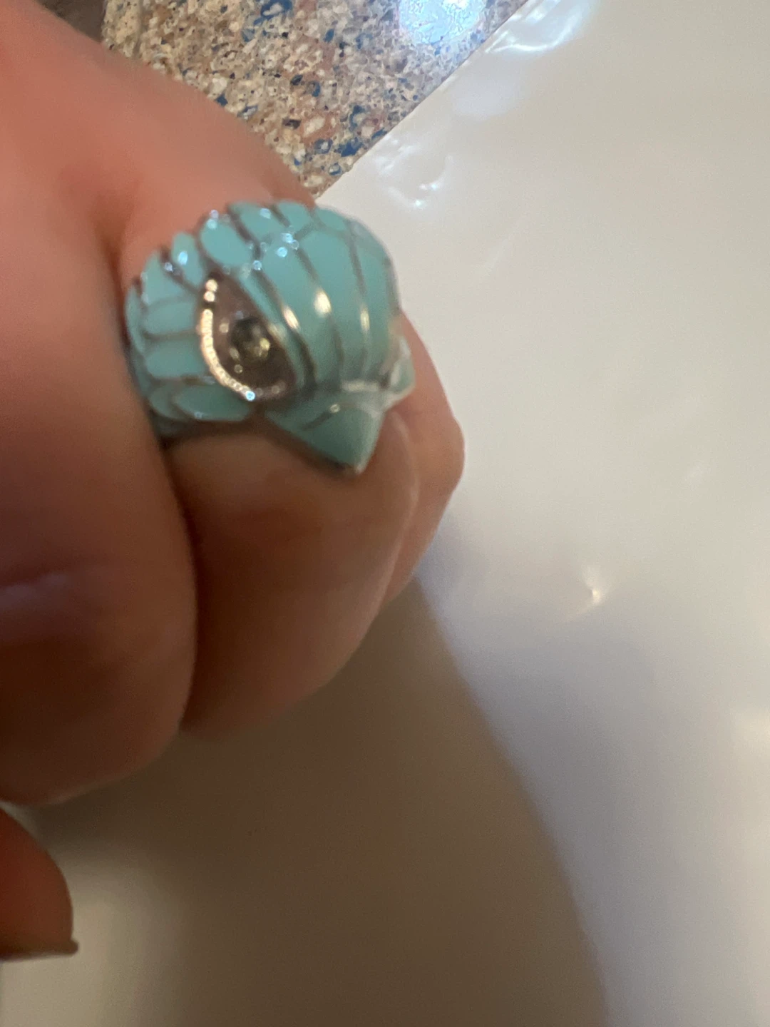 Kurt Geiger London Enamel Eagle Cocktail Ring Blue Size 8 - photo 4