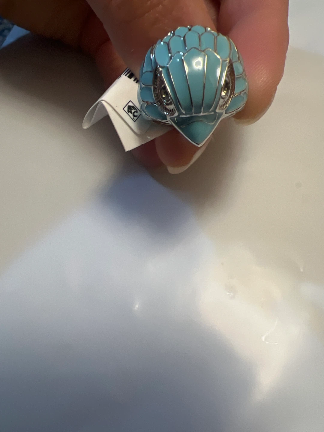 Kurt Geiger London Enamel Eagle Cocktail Ring Blue Size 8 - photo 3