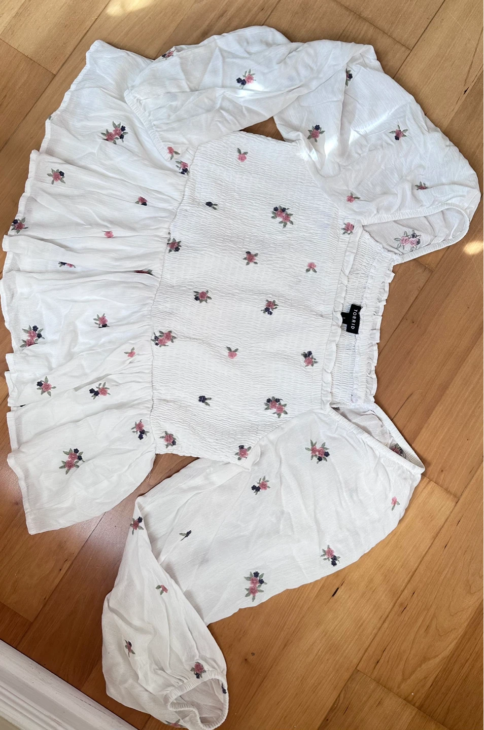 Torrid White embroidered peasant blouse