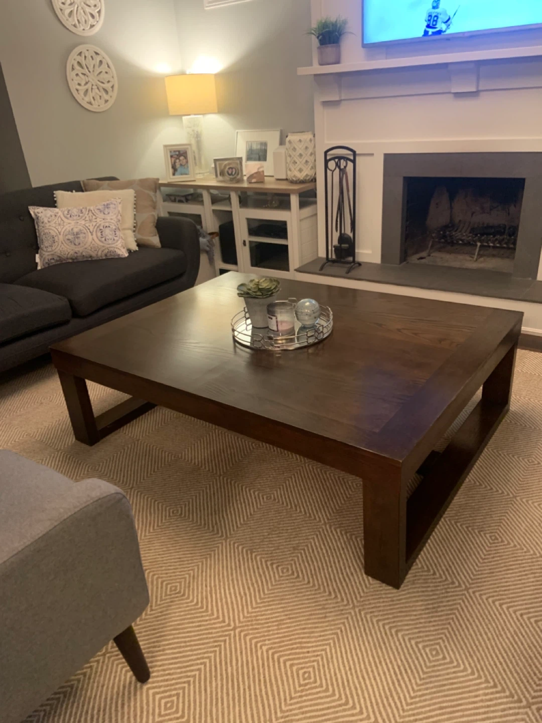 Dark Wood Rectangular Coffee Table