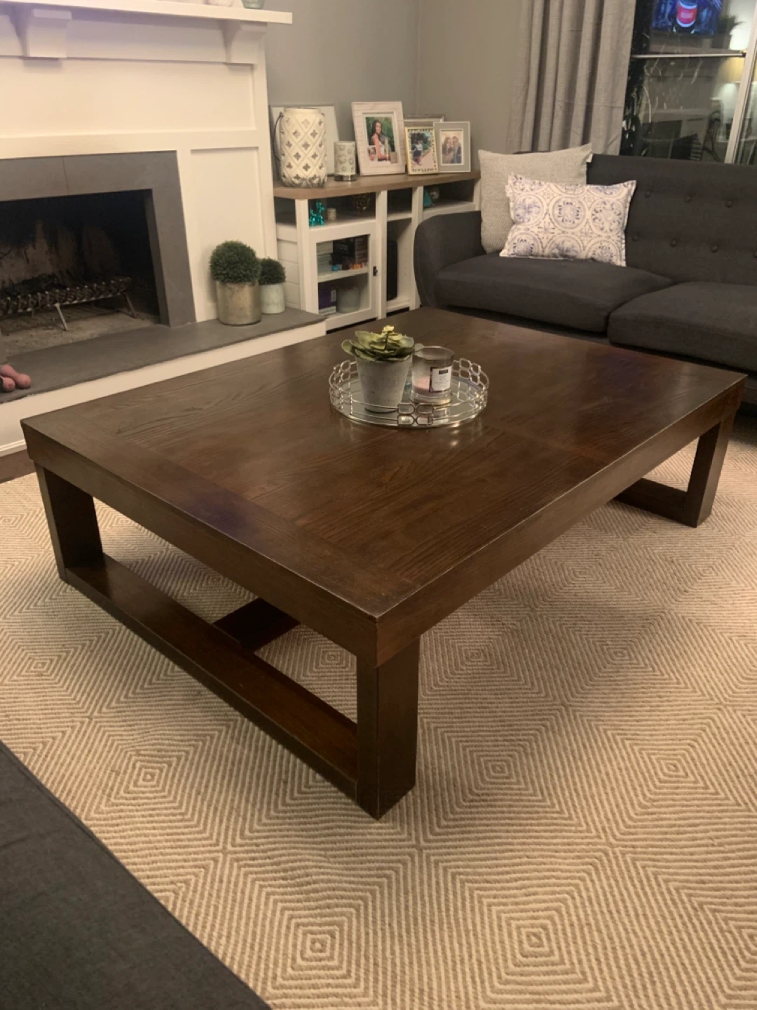 Dark Wood Rectangular Coffee Table - photo 2