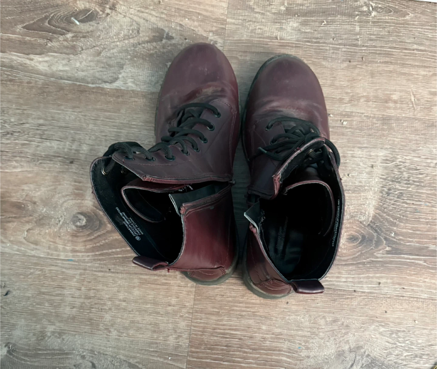 Maroon Lace-up Combat Boots Size 10 - photo 2