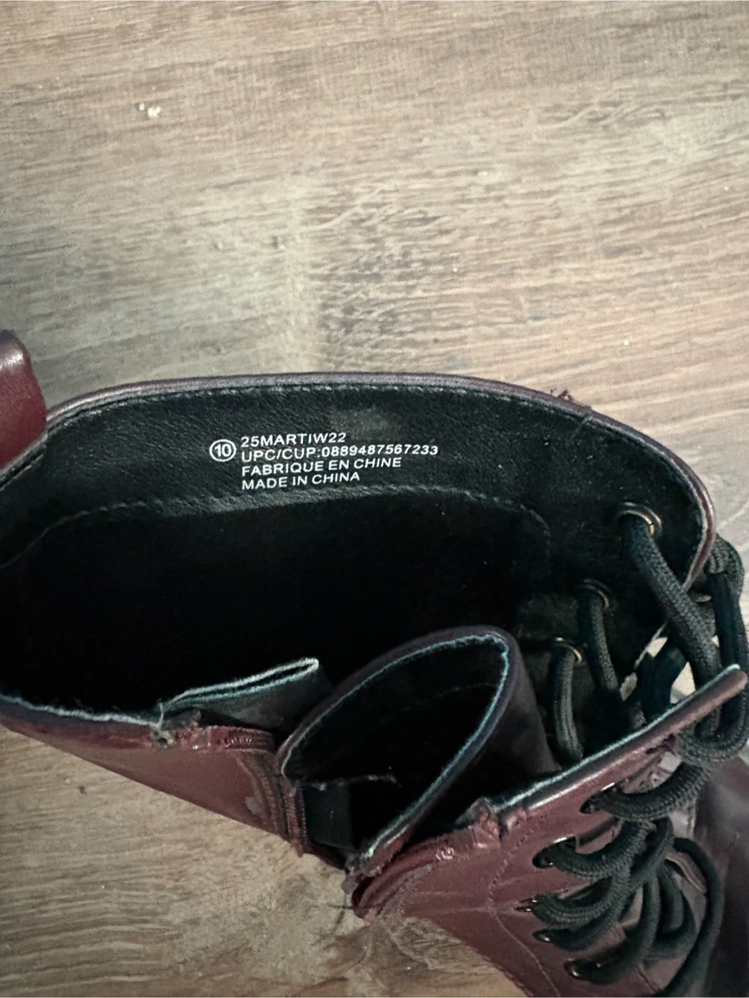 Maroon Lace-up Combat Boots Size 10 - photo 3