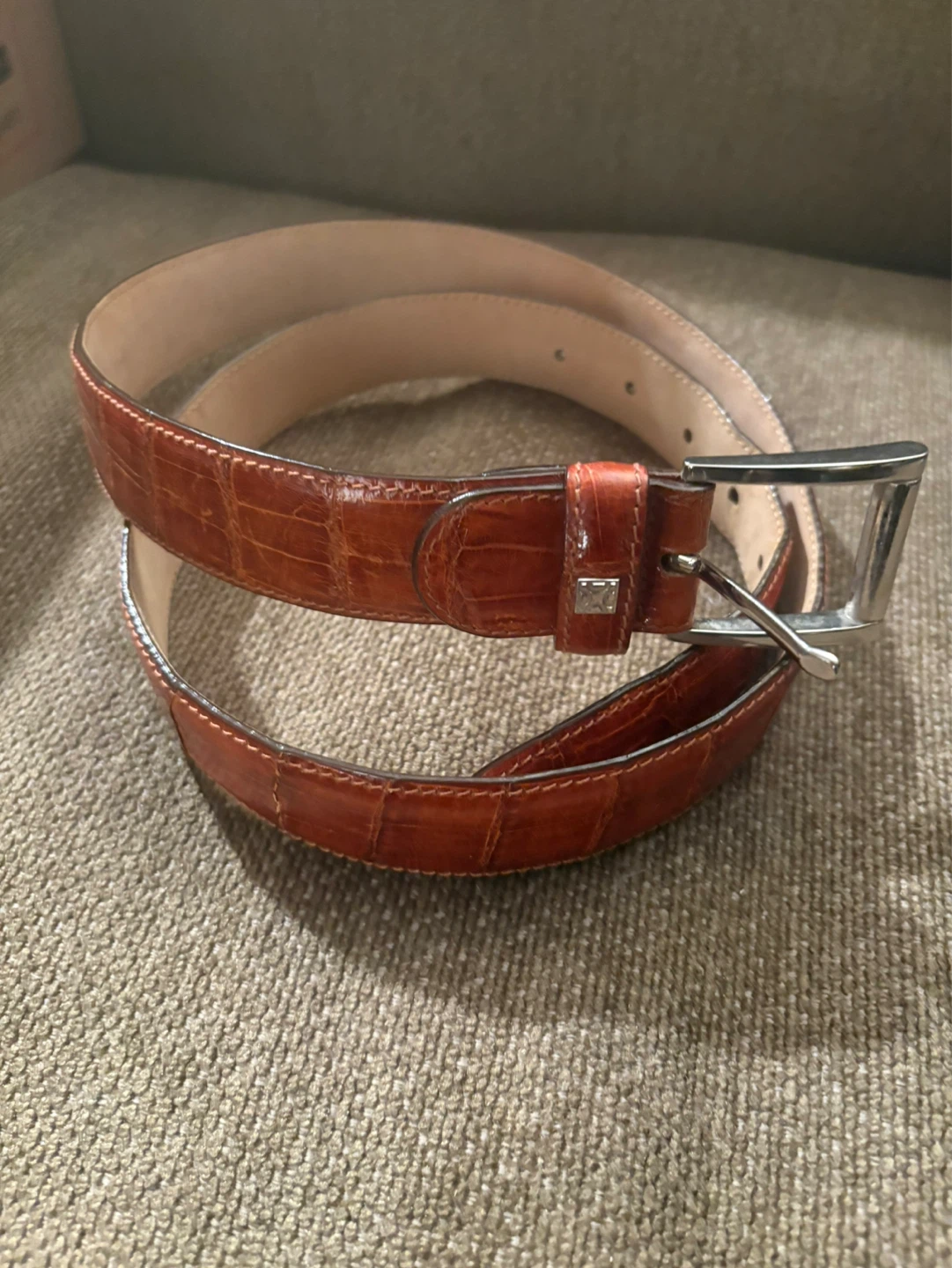 🌱 Miguel Bellido Crocodile Embossed Leather Belt - Size 38