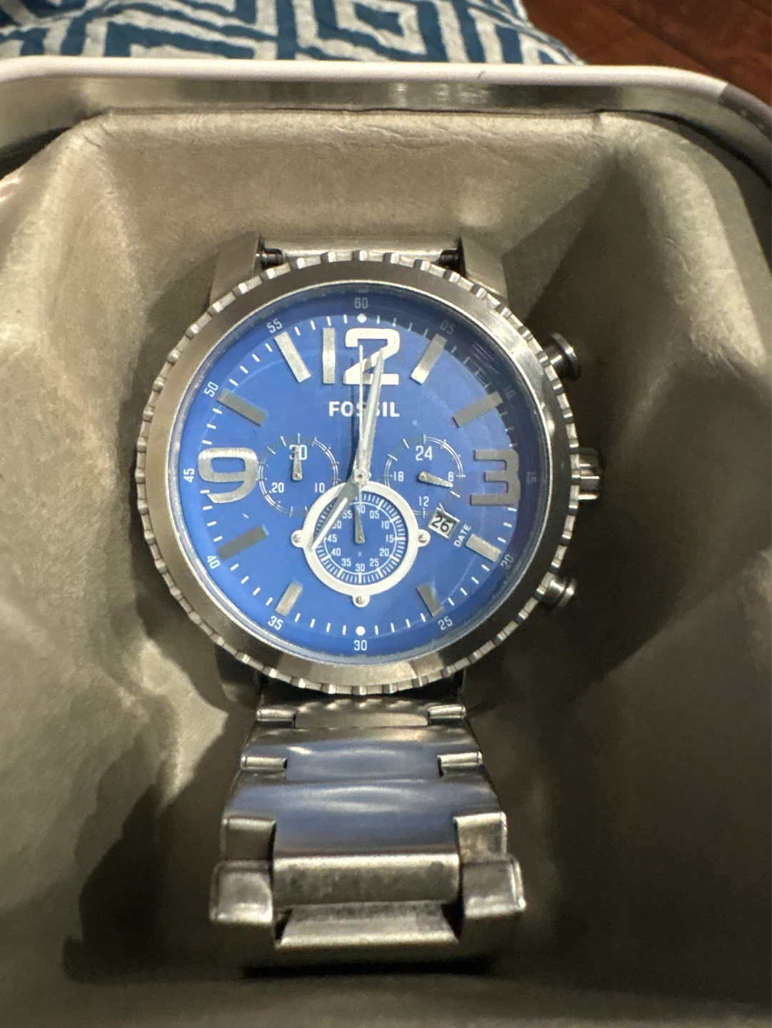 Fossil Chronograph Blue Dial Stainless Steel Watch - photo 4