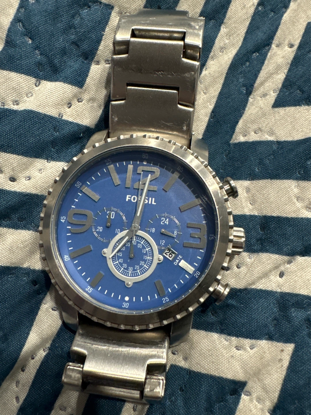 Fossil Chronograph Blue Dial Stainless Steel Watch - photo 2
