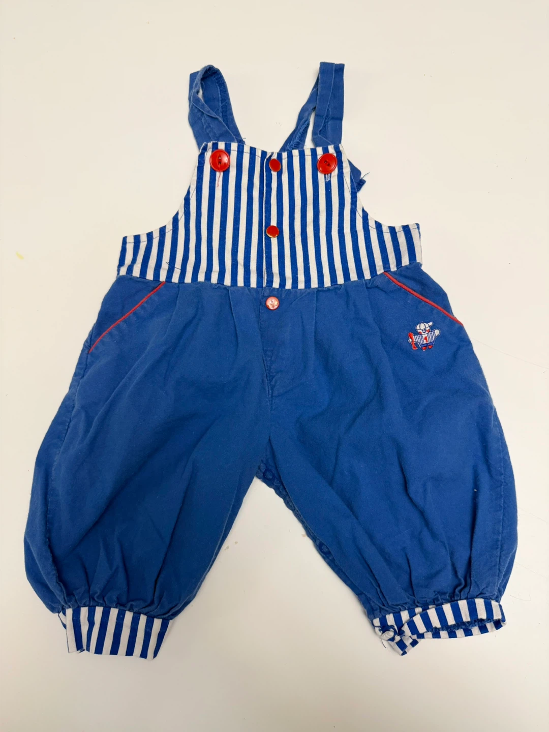 90’s Vintage Baby Overalls with Bear Embroidery