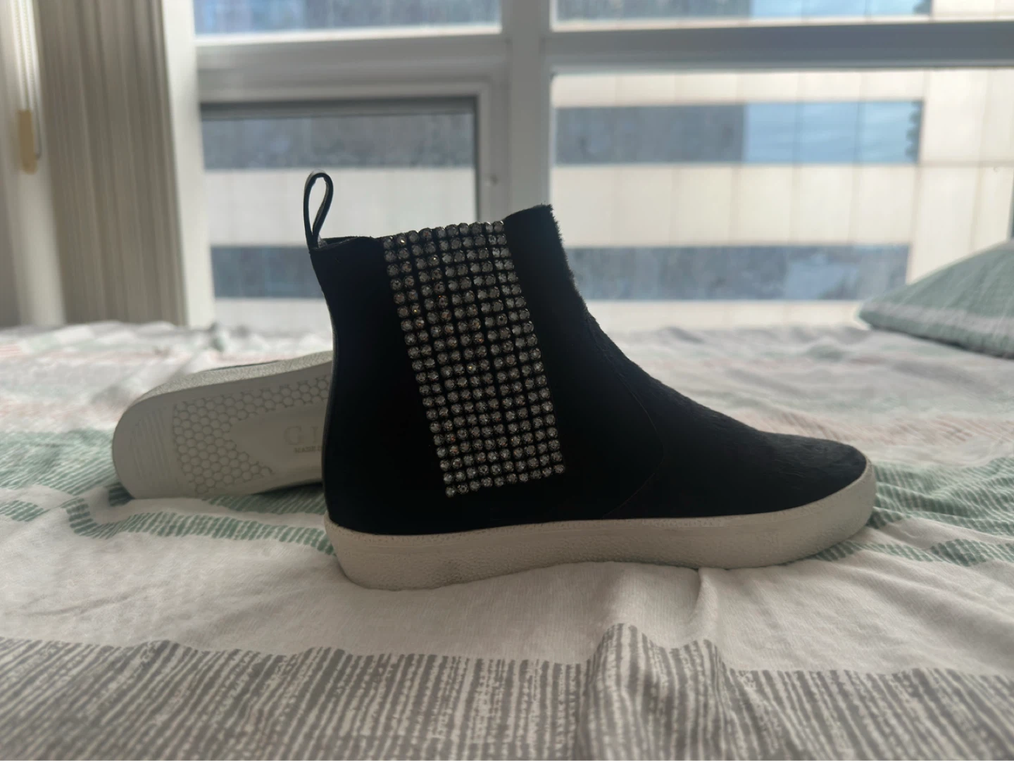 GINA Black Suede Chelsea Boots with Rhinestones Size 36 - photo 2