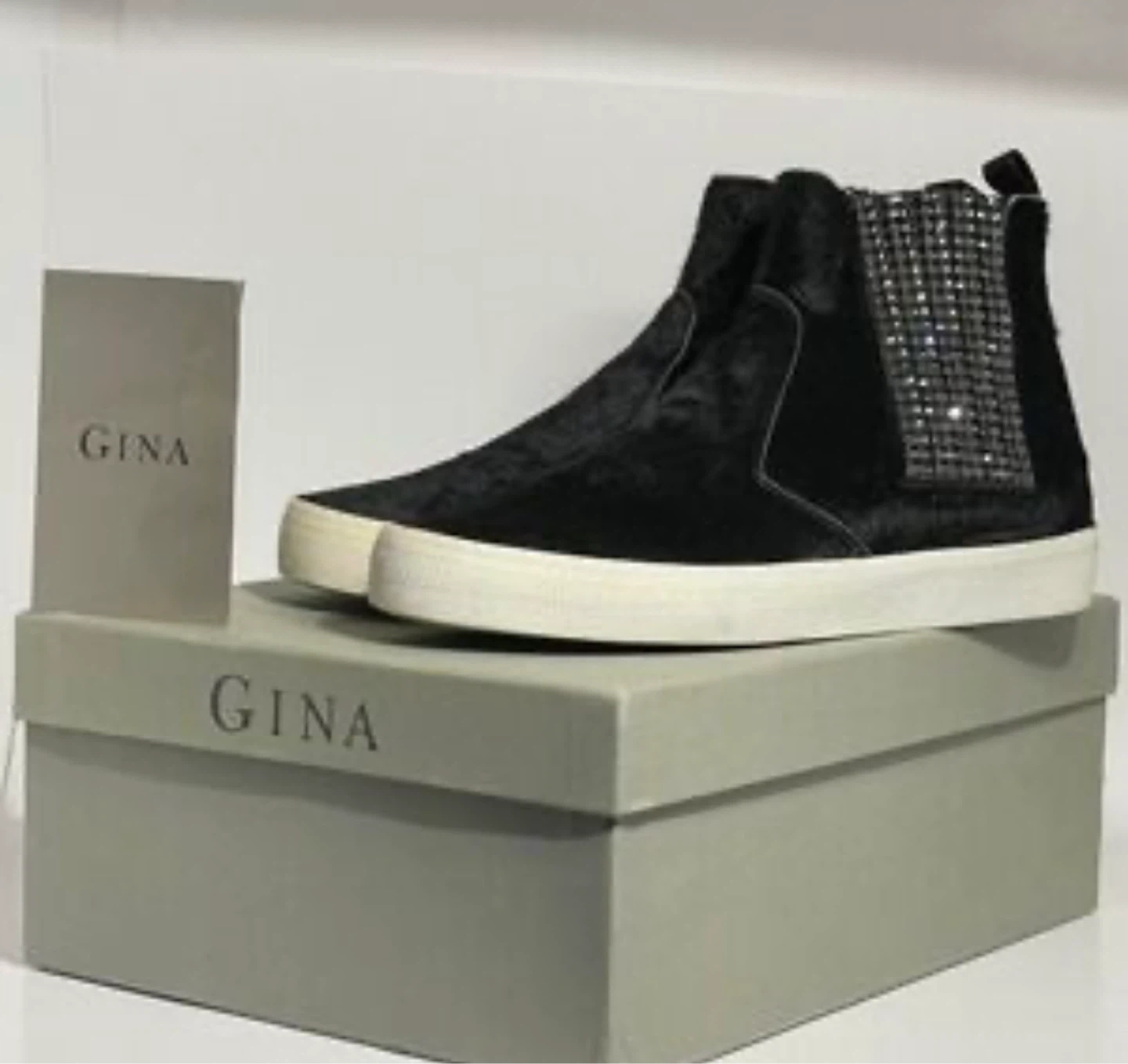 GINA Black Suede Chelsea Boots with Rhinestones Size 36 - photo 3