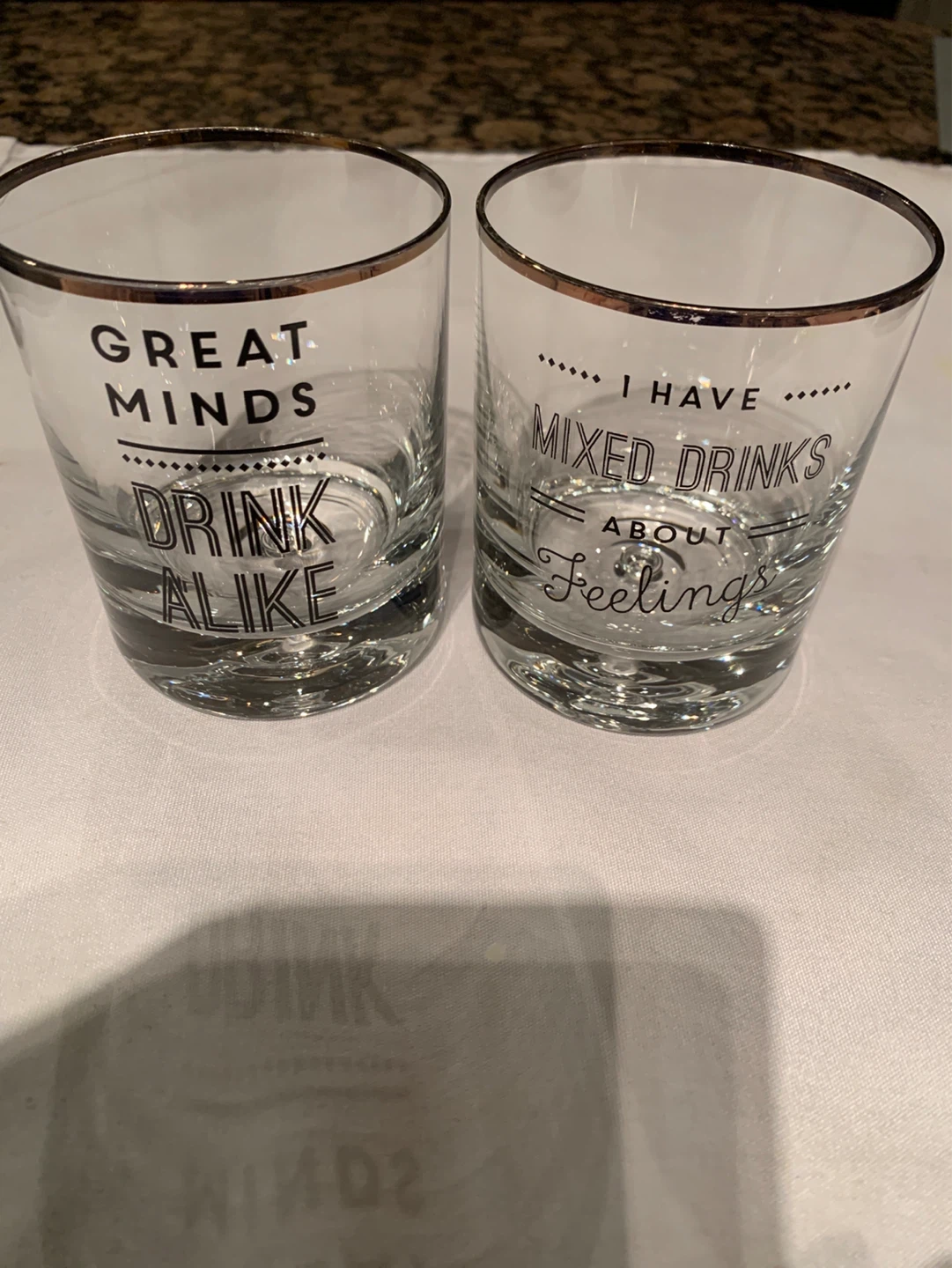 Set of 2 Novelty Drinking Glasses with Gold Rims - photo 2