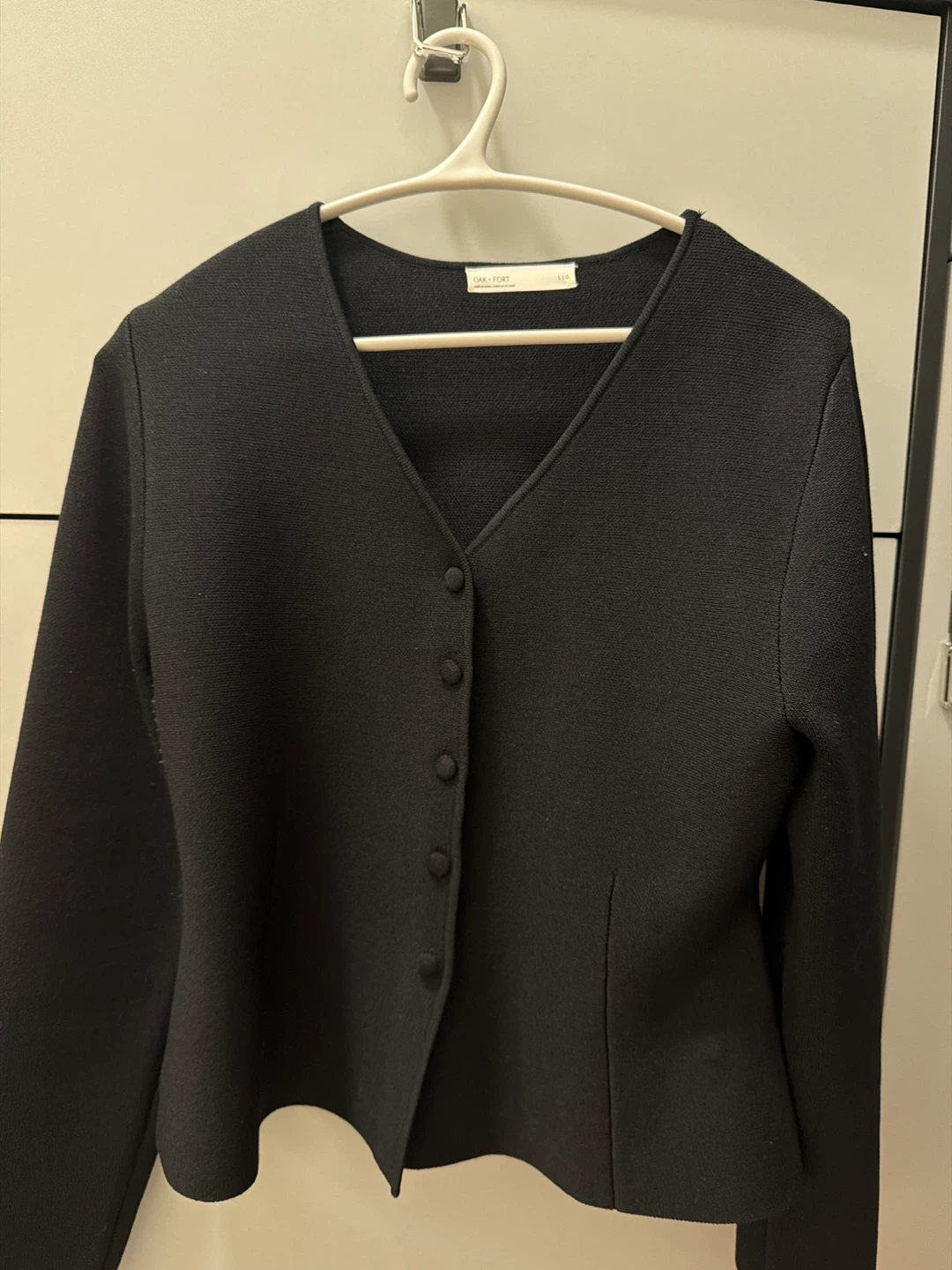 Black Textured Button-Up Jacket - Size Large