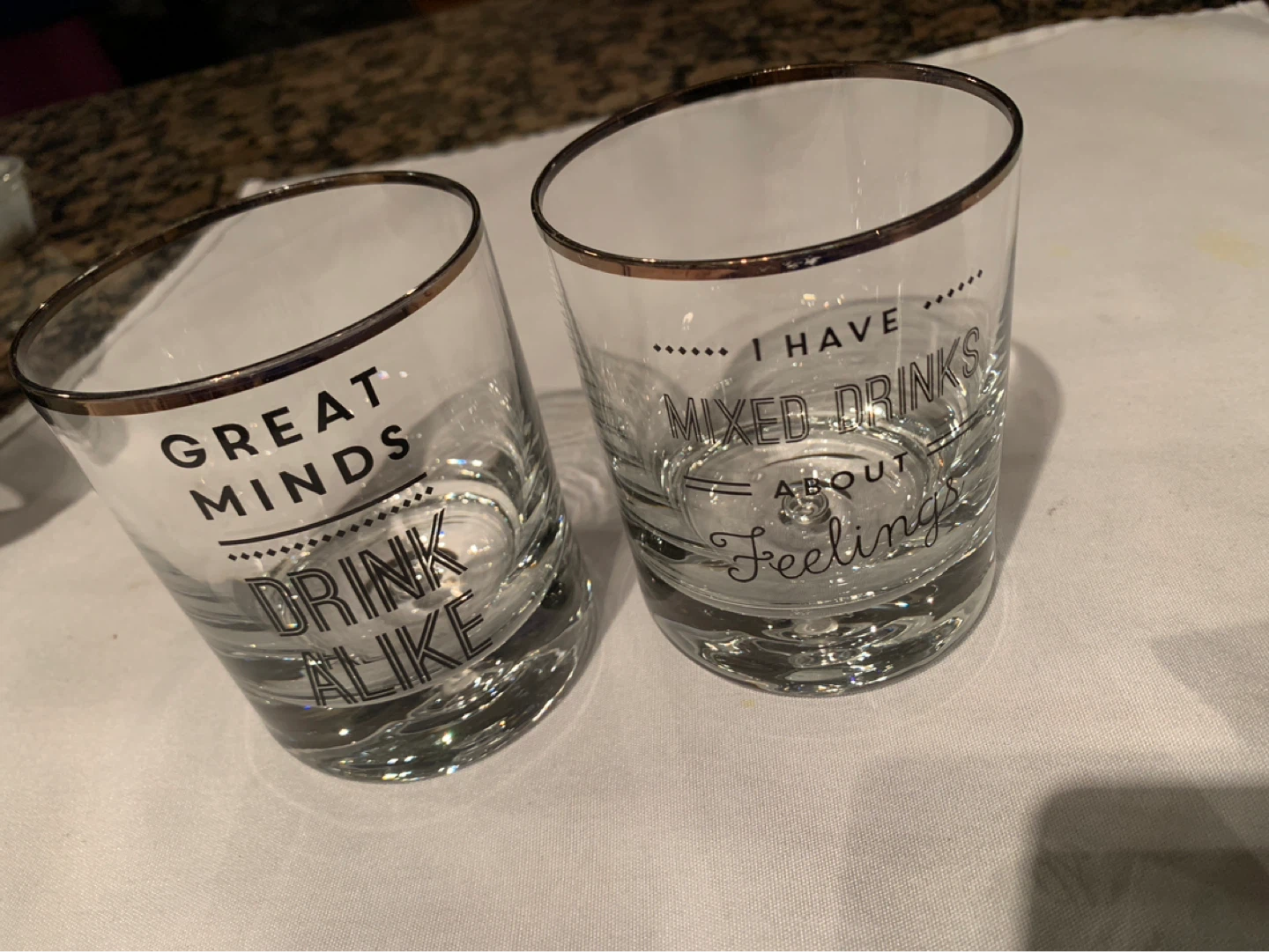 Set of 2 Novelty Drinking Glasses with Gold Rims - photo 3