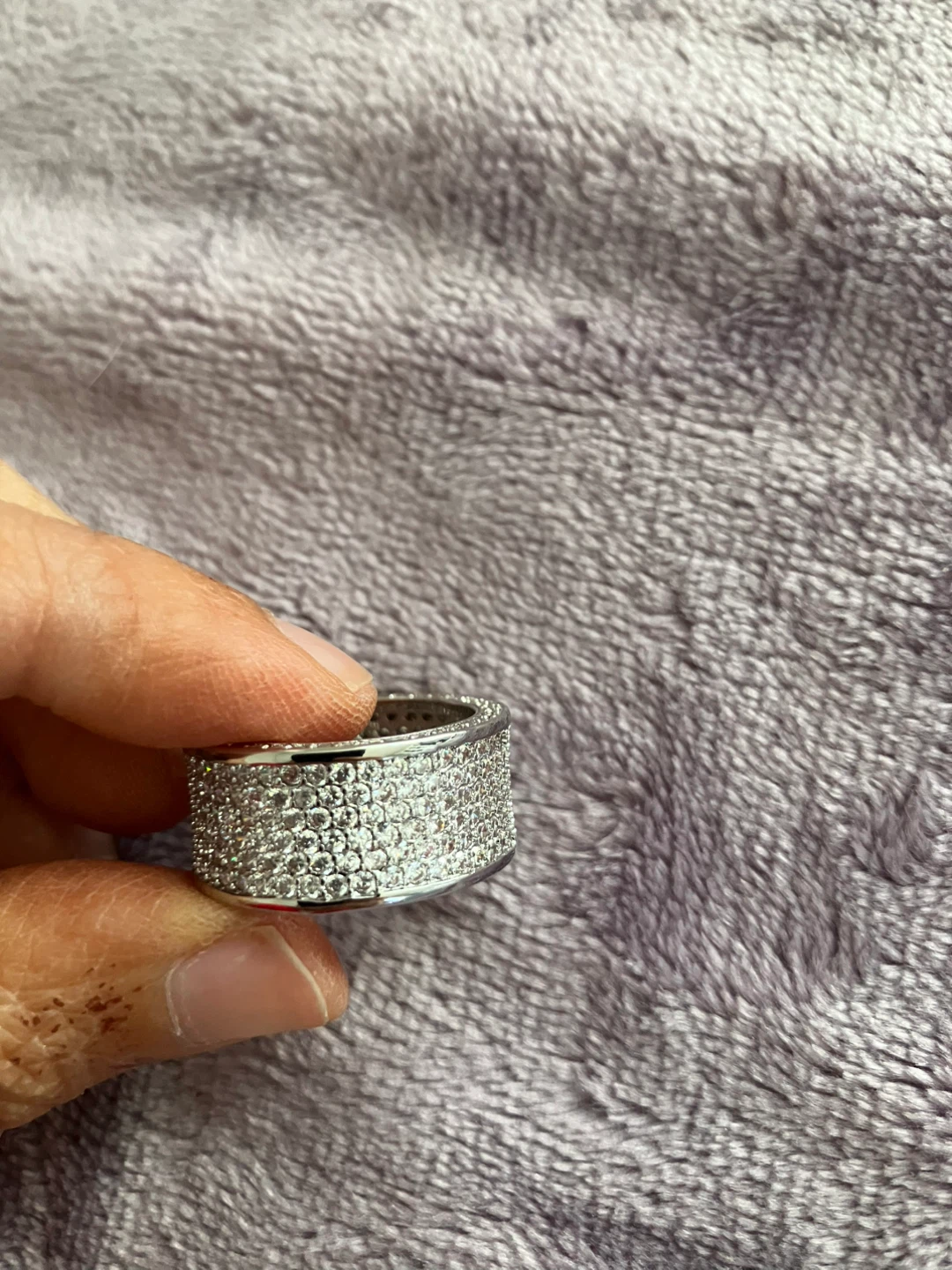 Sparkling Band Ring with CZ Rhinestones Size 8