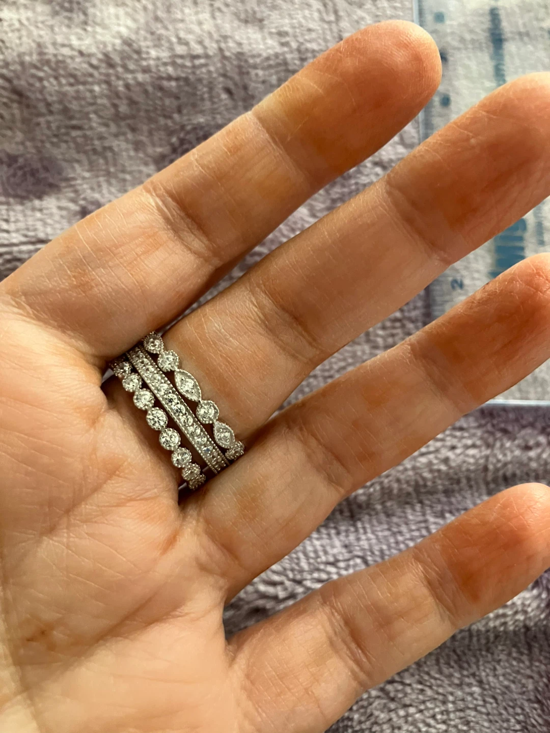 Stackable S925 CZ Diamond Accent Rings Set - photo 2