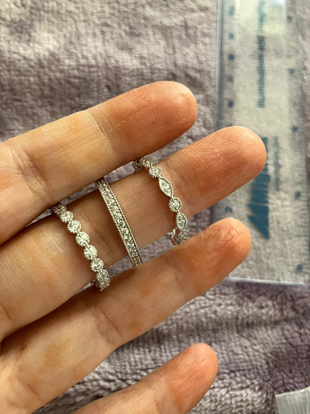 Stackable S925 CZ Diamond Accent Rings Set