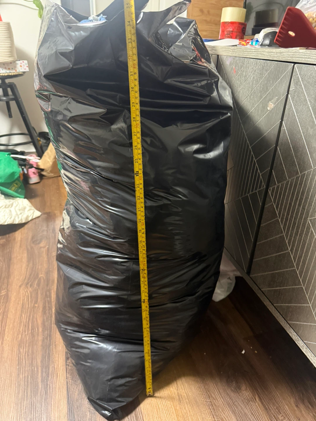 Large Black Garbage Bag with Contents