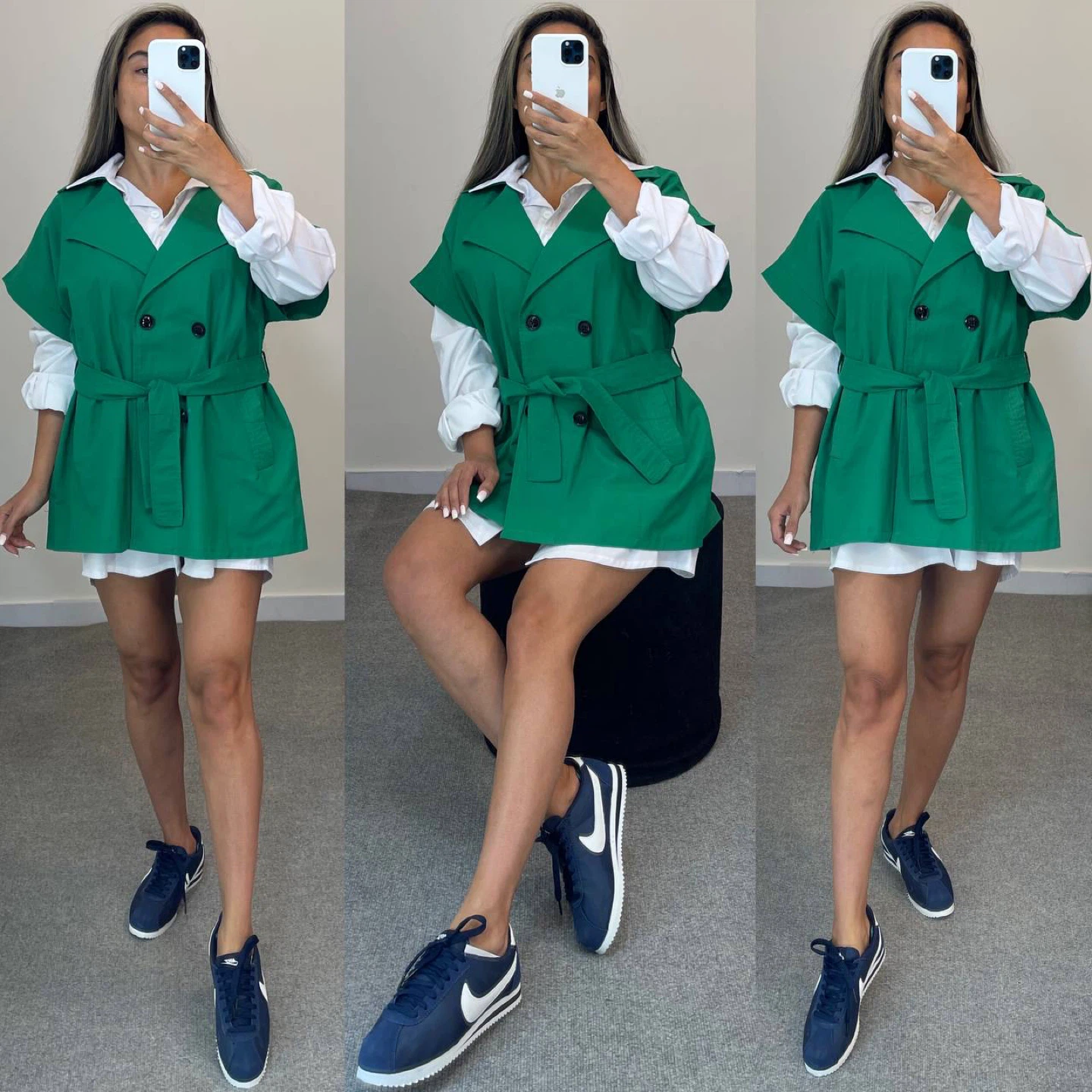 Women's Green & Purple Short Sleeve Double-Breasted Vest - photo 3