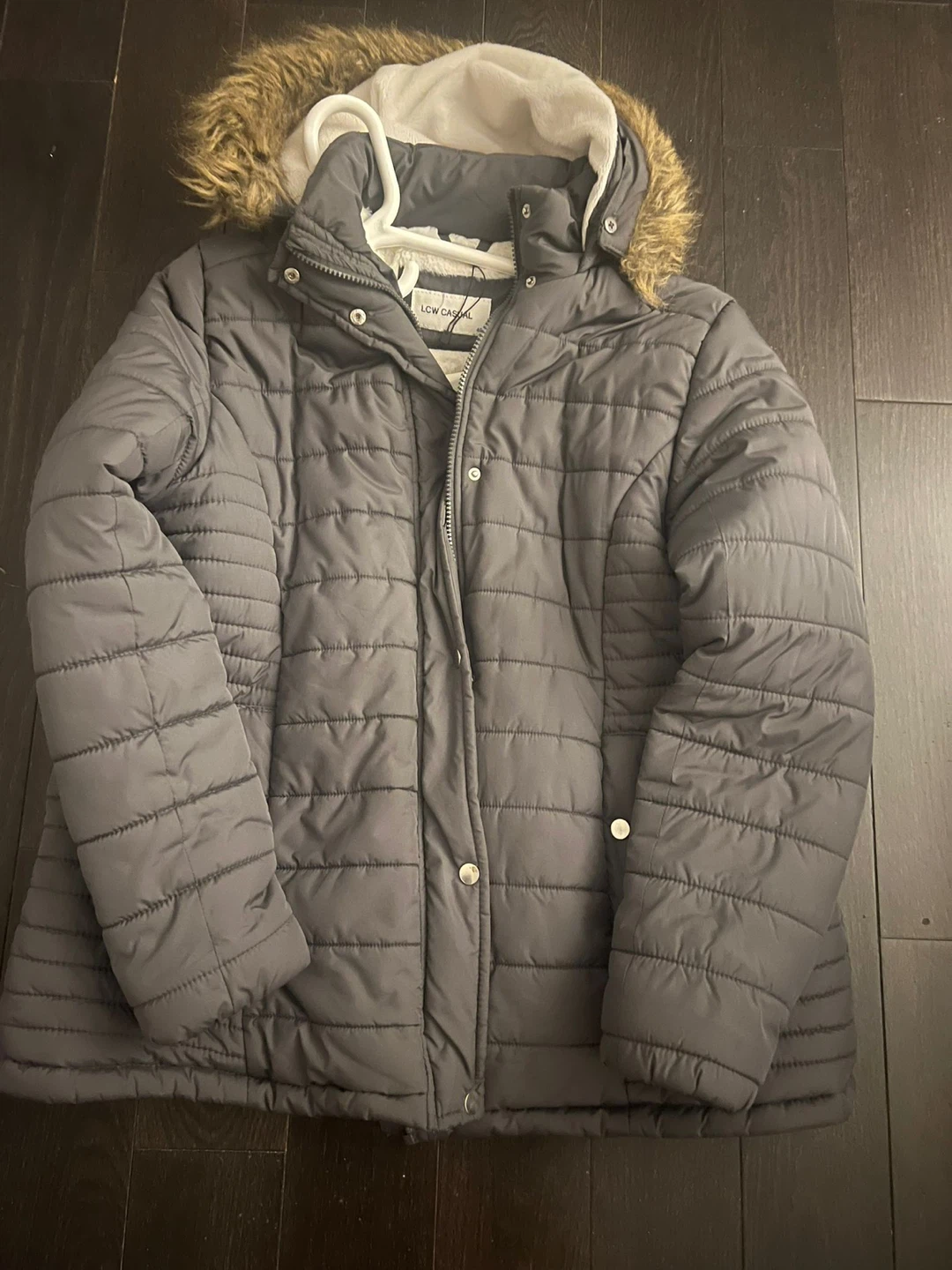 LCW Casual Puffer Jacket with Fur Hood