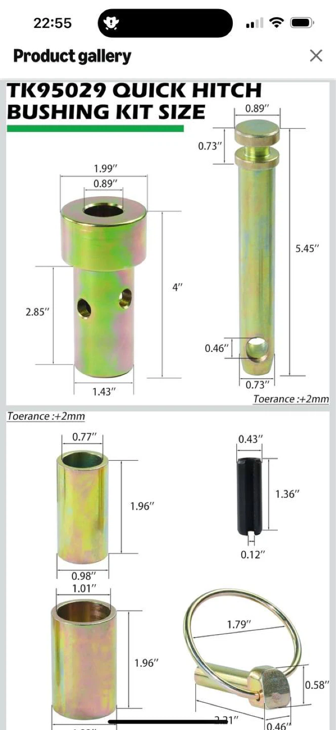 CAT 1 QUICK HITCH ADAPTER BUSHING KIT – 2 SET (TRACTOR / 3 - photo 3