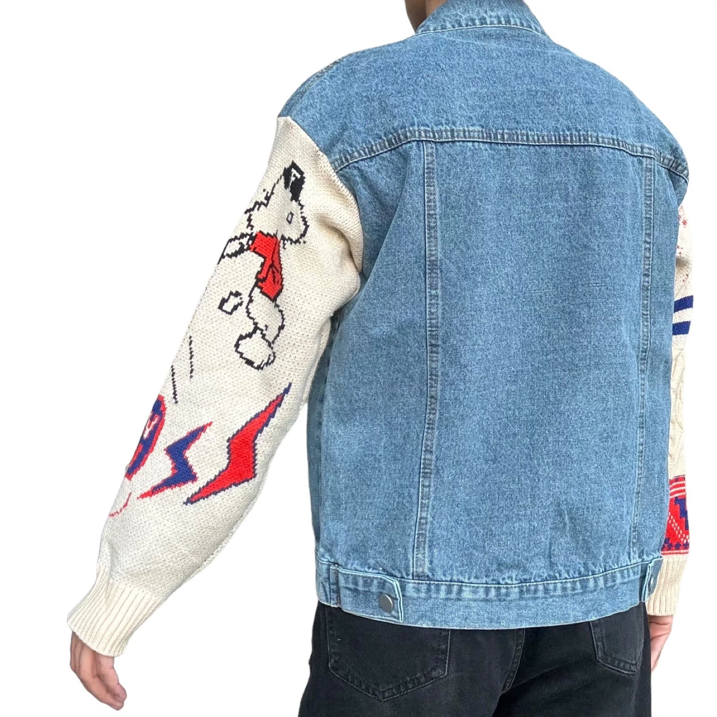 Snoopy Denim Jacket with Knit Sleeves - photo 4