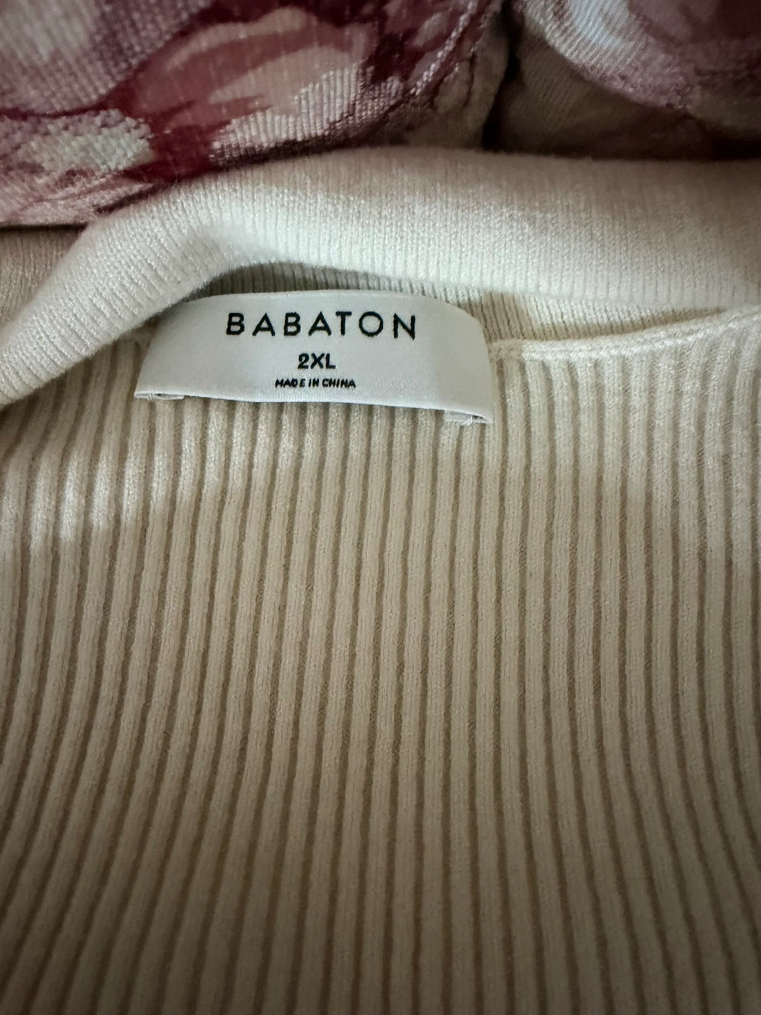 Babaton Cream Ribbed Knit Collared V-Neck Sweater - 2XL - photo 2