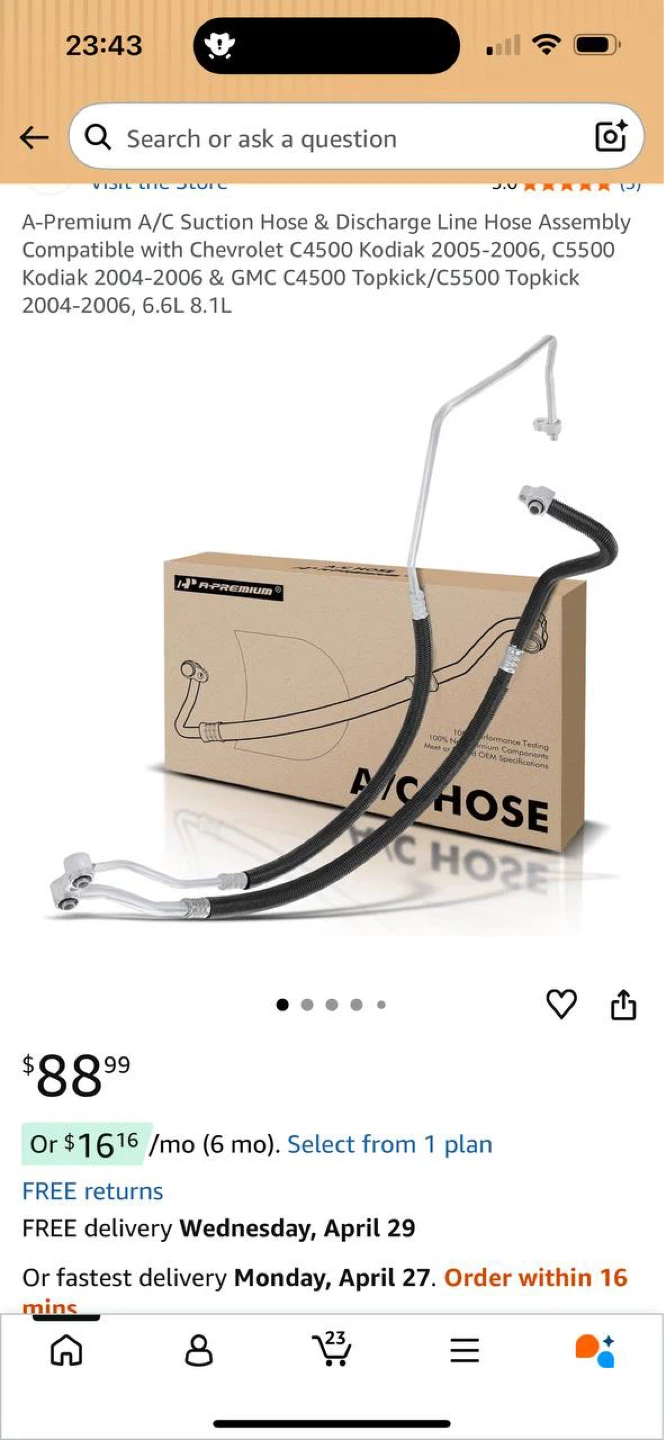 A/C SUCTION & DISCHARGE HOSE ASSEMBLY – CHEVY KODIAK / GMC