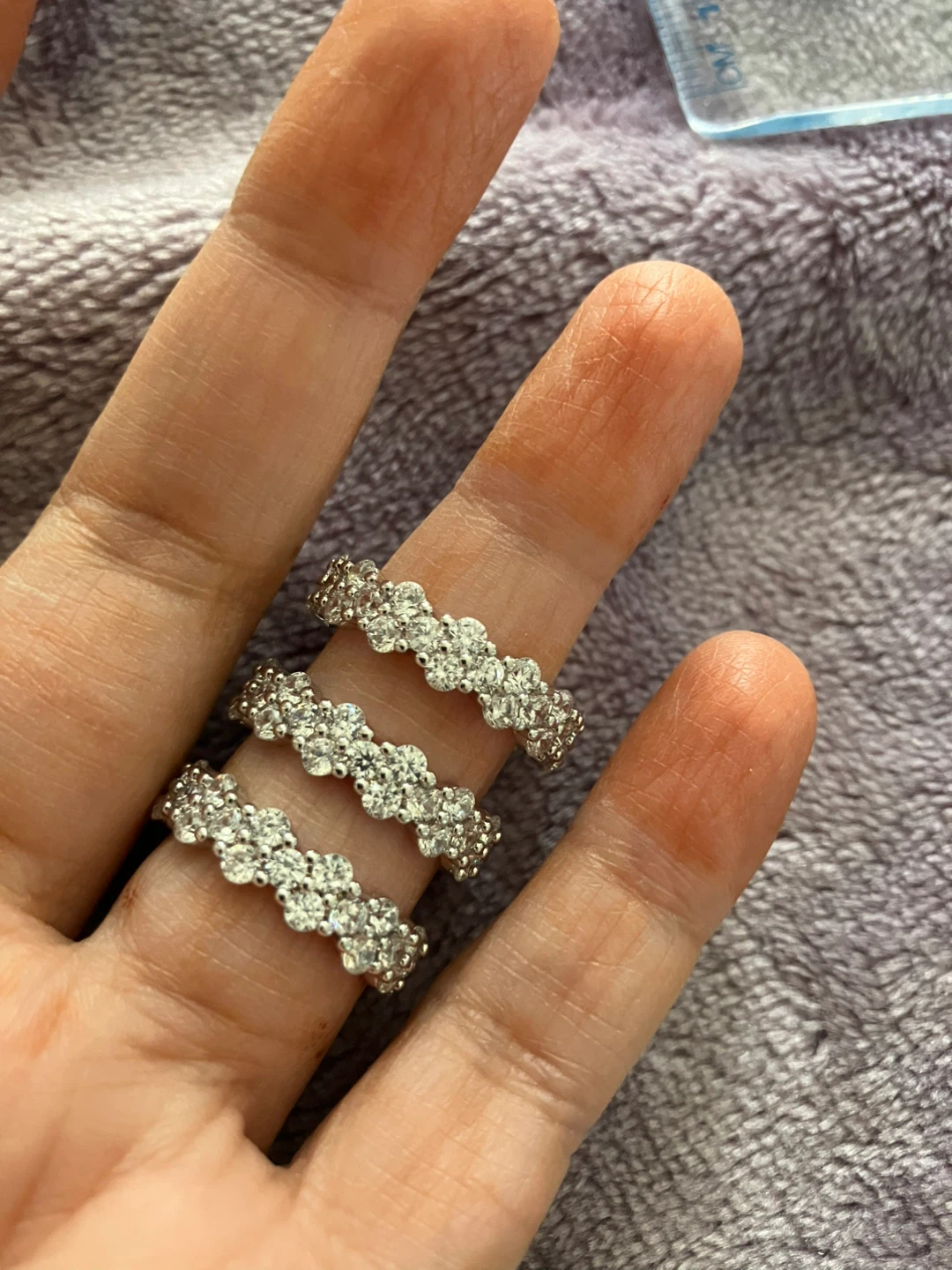 Set of 3 Sparkling Stackable S925 Rings