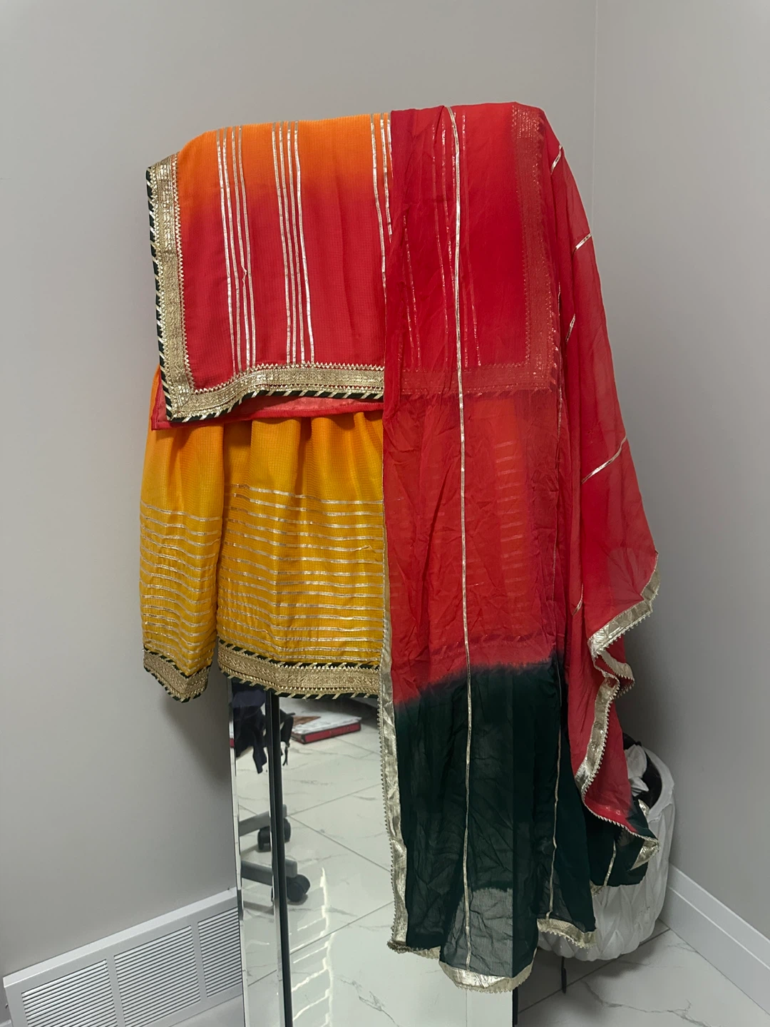 Orange and Red Ombre Kurti with Dupatta - photo 5