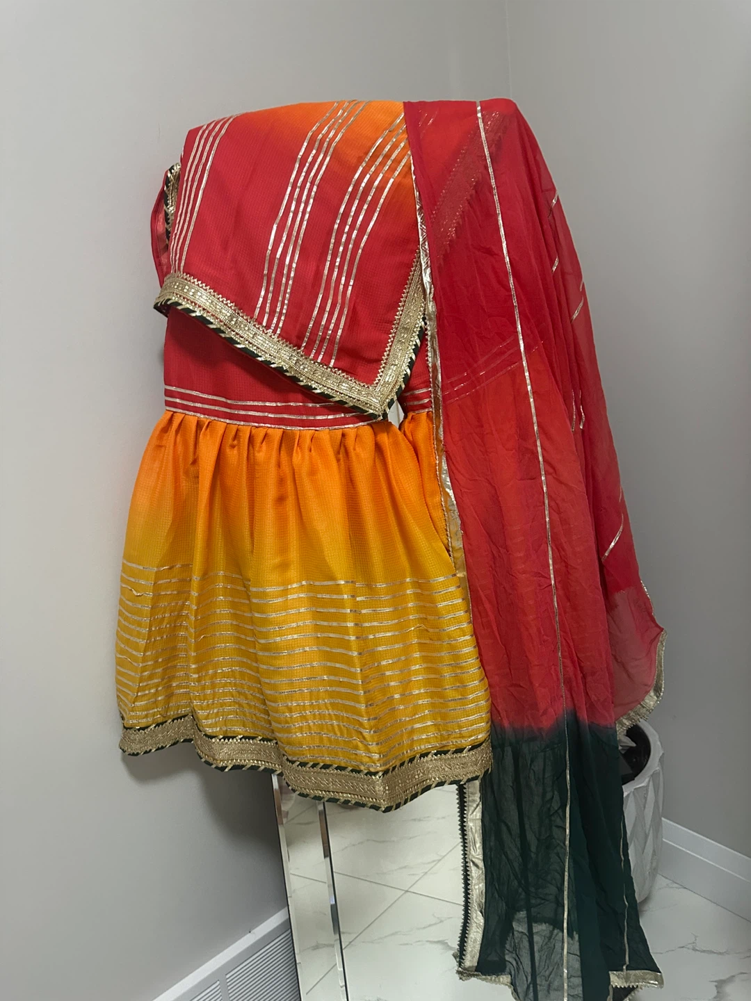 Orange and Red Ombre Kurti with Dupatta - photo 2