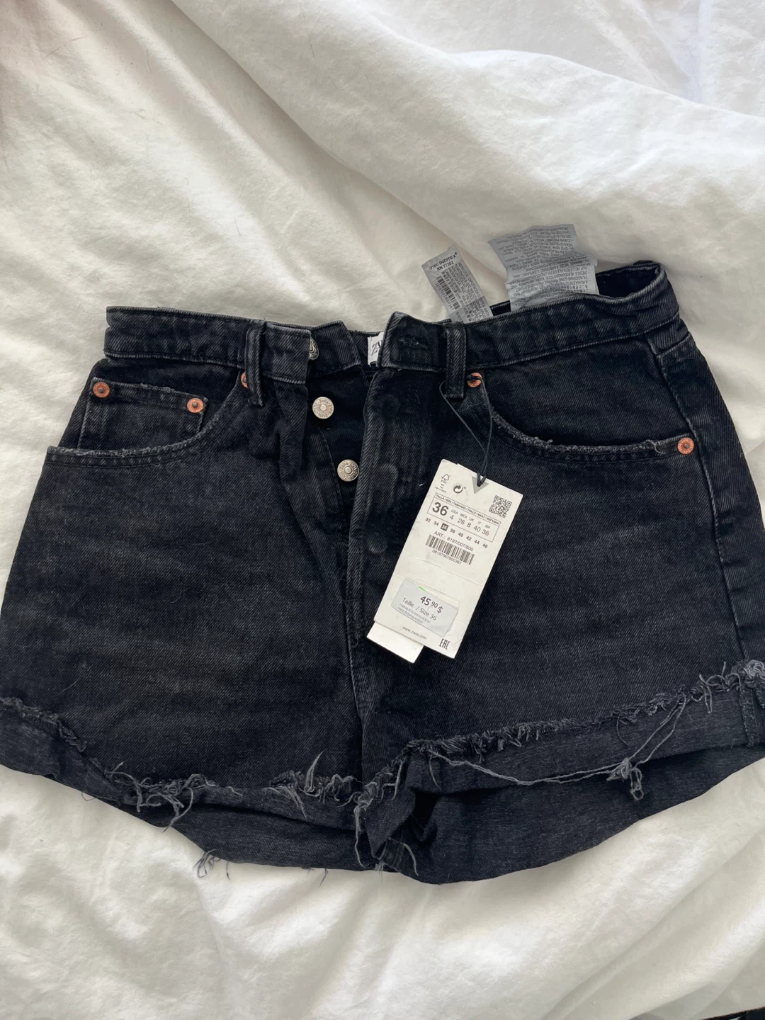 Zara Black Denim Shorts Size 36