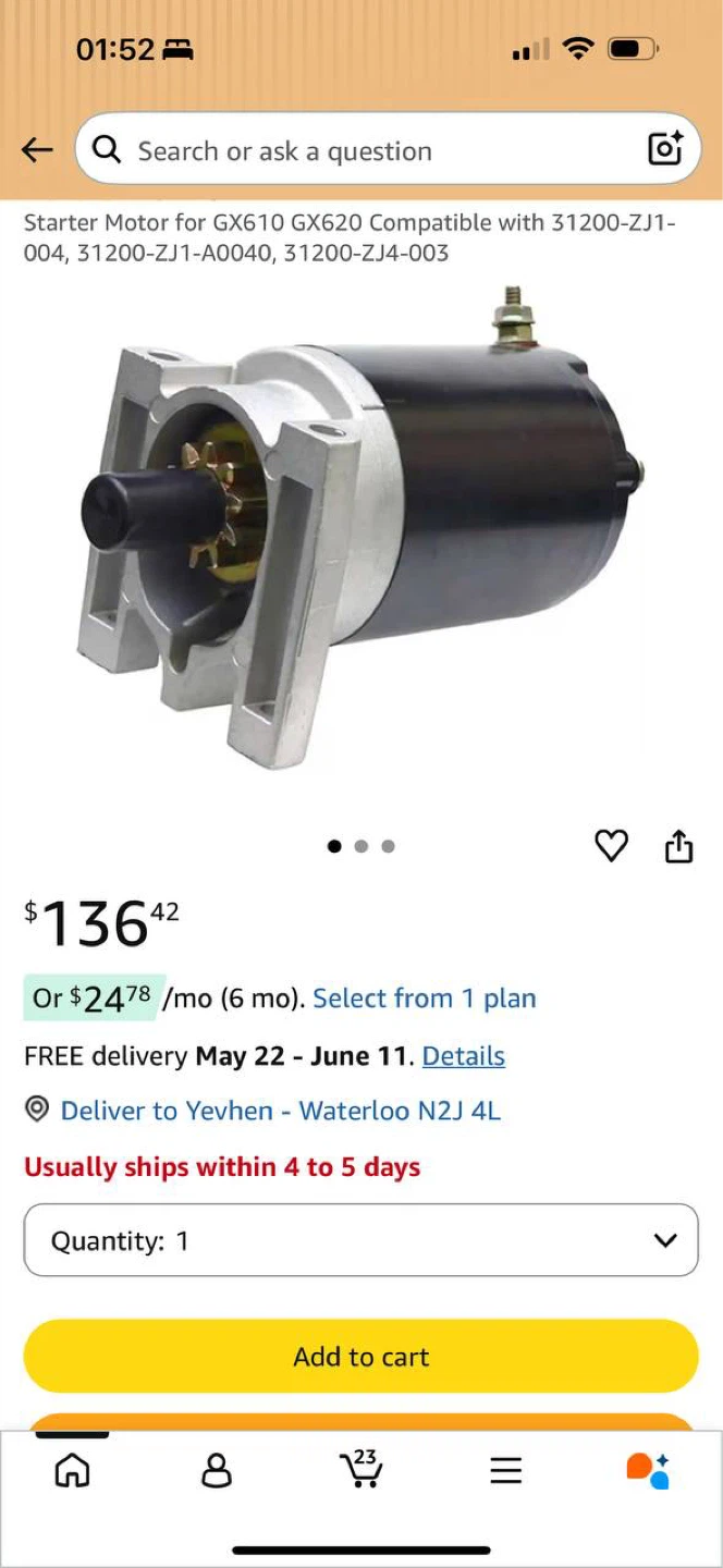 Starter Motor GX610 GX620 Engine 🔥⚙️