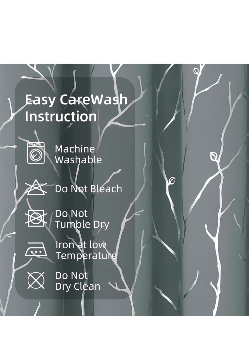 Light Grey Branch Pattern Curtains - 52"W x 84"L (2 Panels) - photo 2