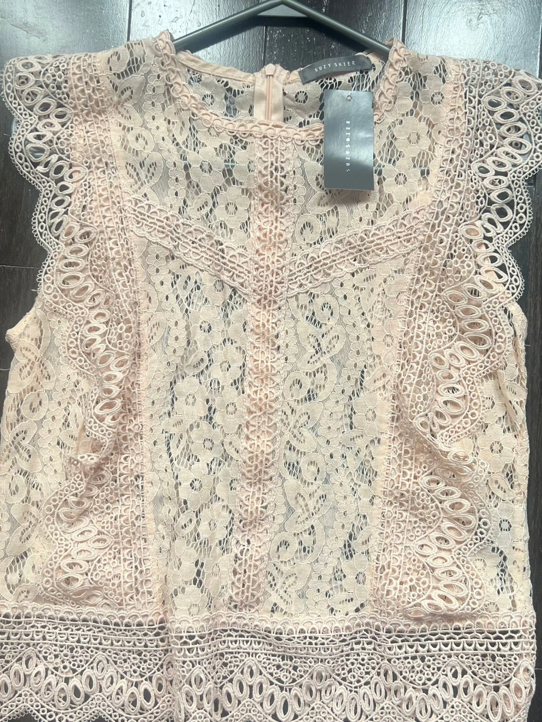 Suzy Shier Lace Top - Pink