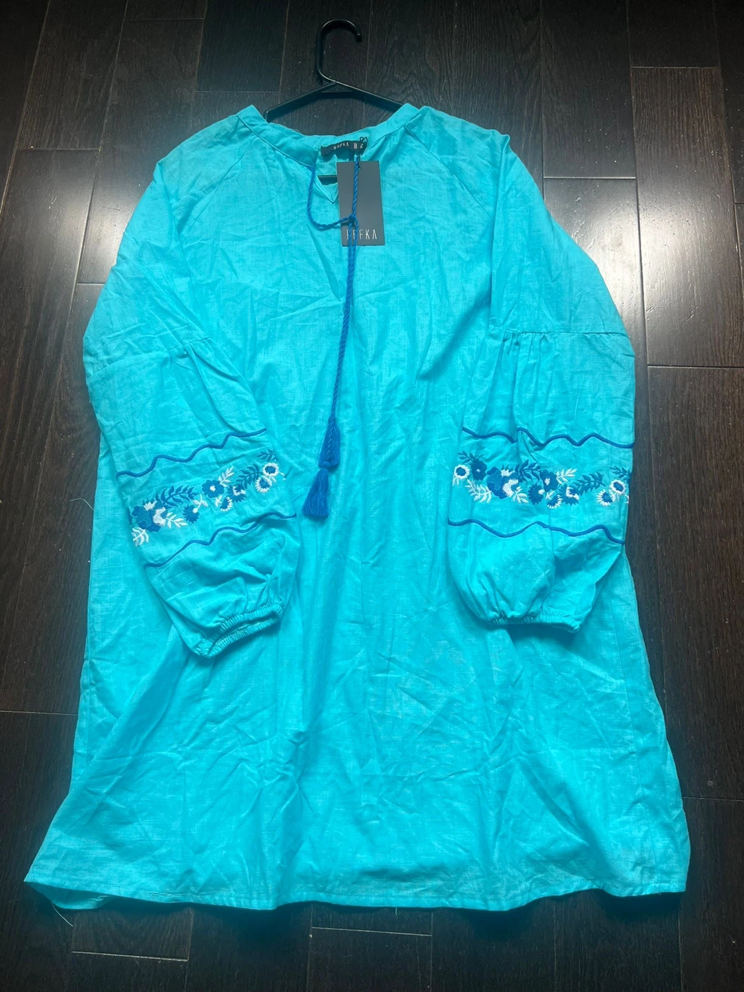 PEEKA Embroidered Tunic Dress - Turquoise