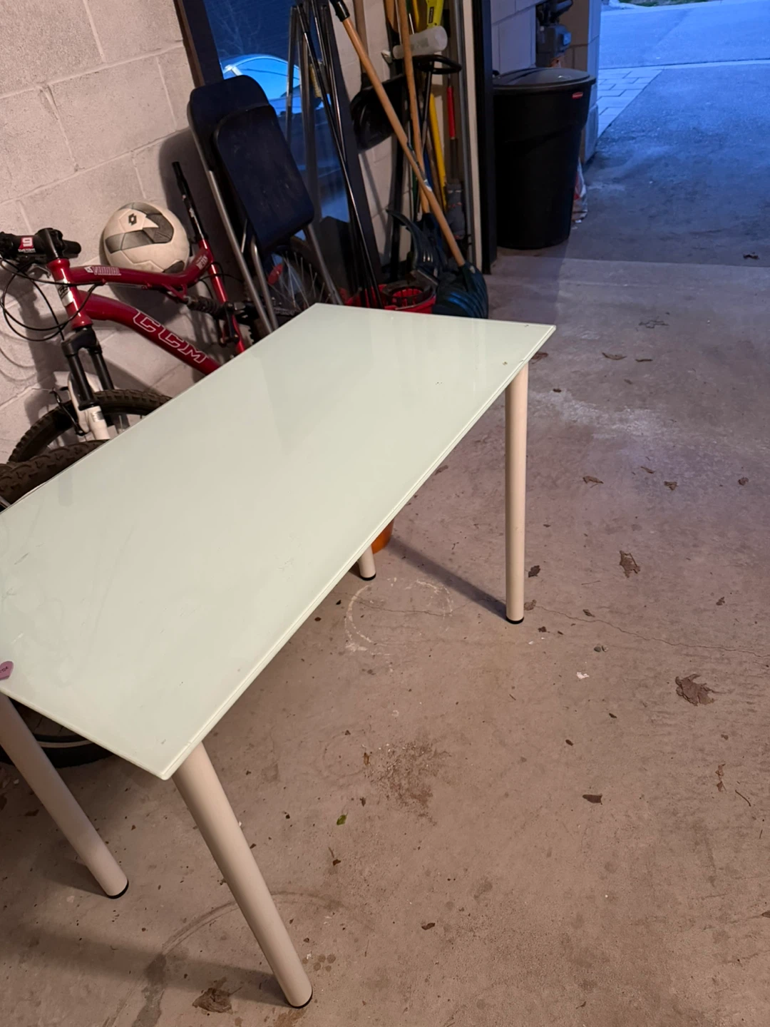 Glass Top Desk with White Legs