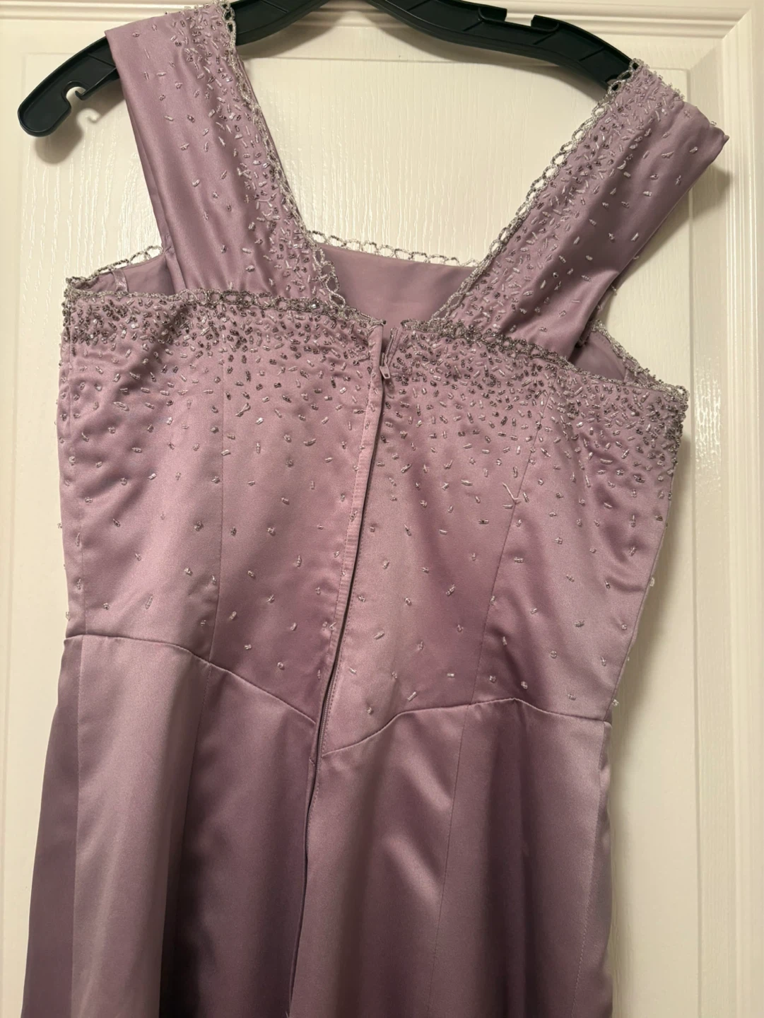 Lilac Beaded Satin Dress - photo 3
