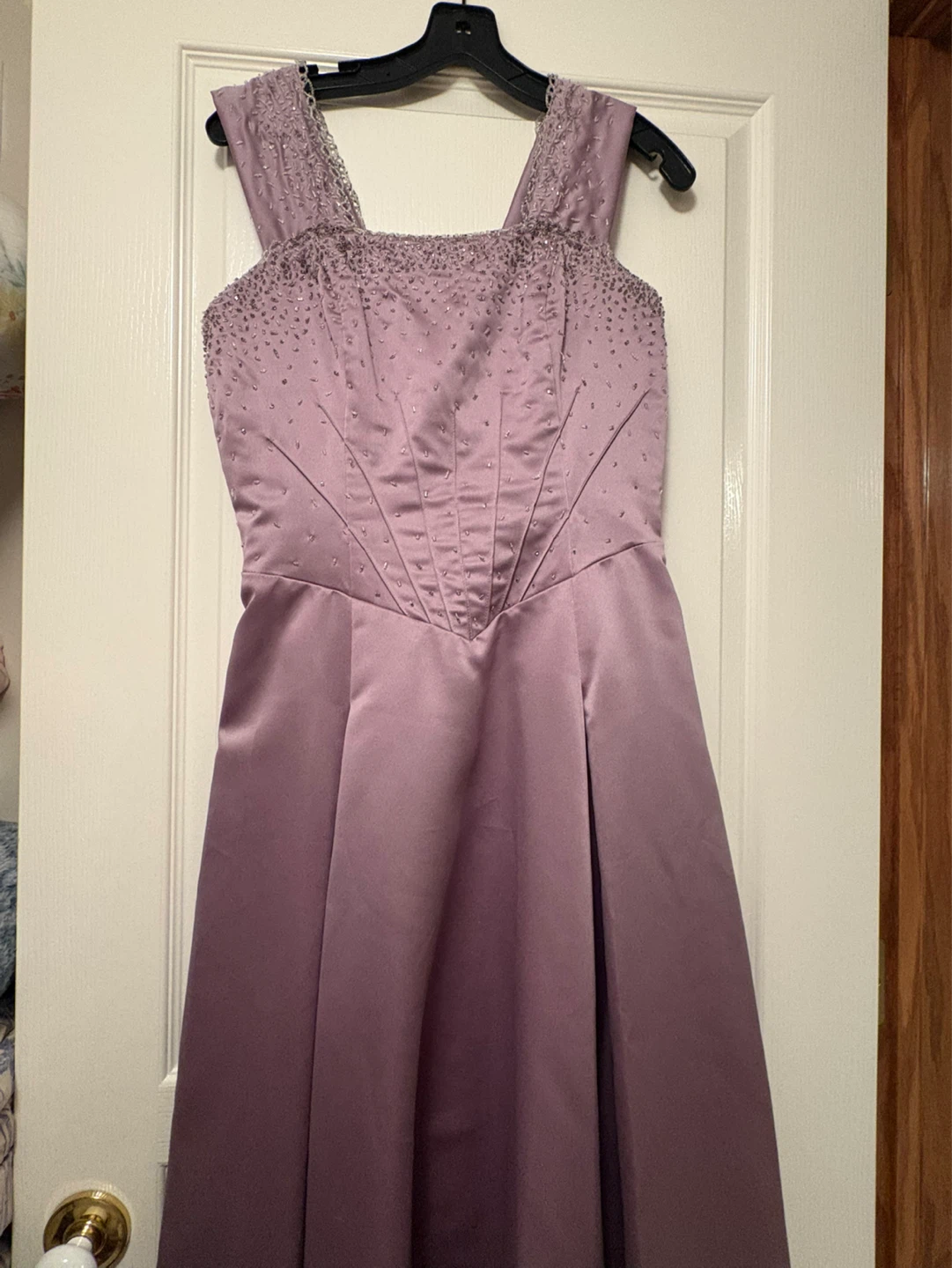 Lilac Beaded Satin Dress