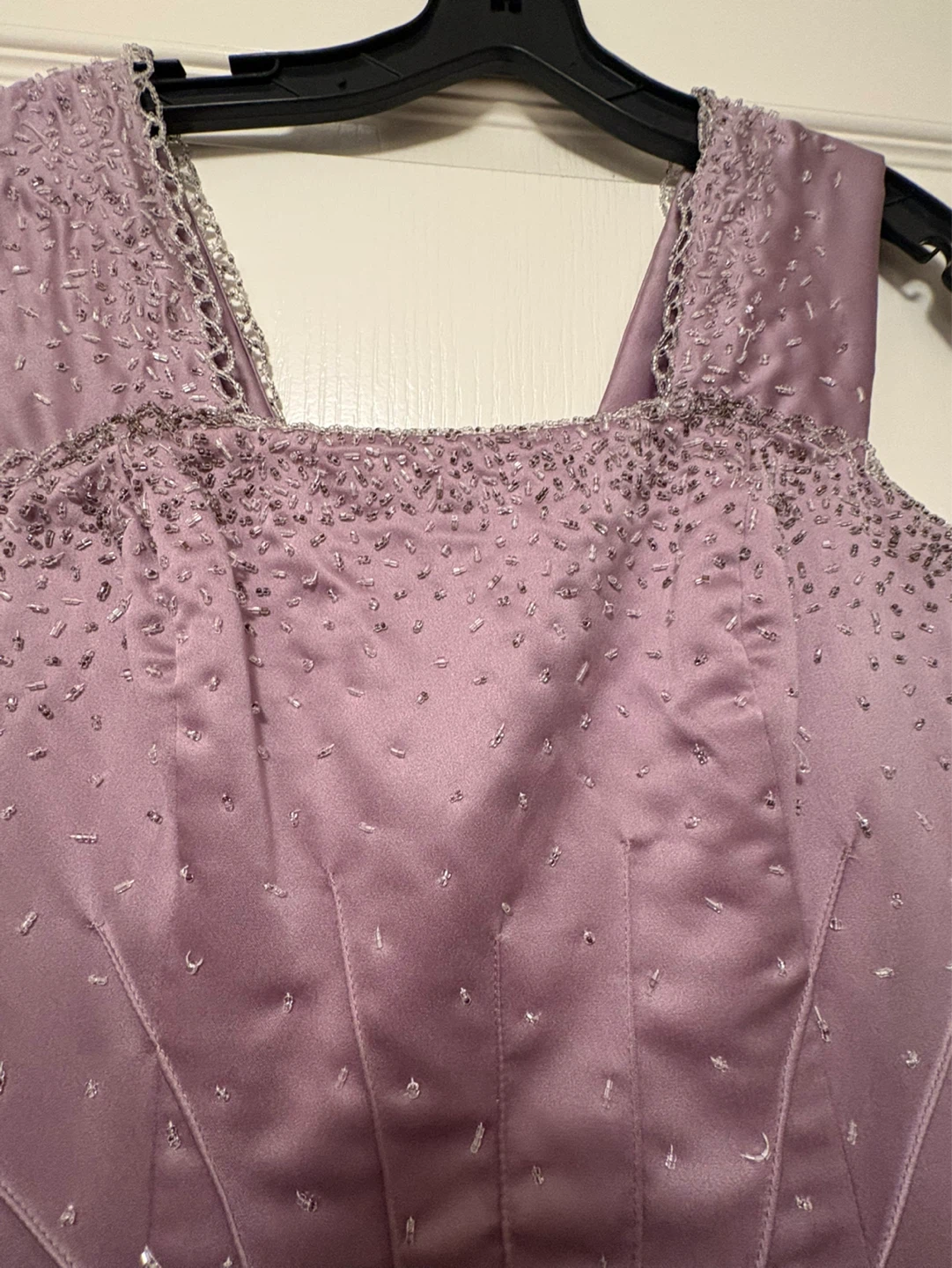 Lilac Beaded Satin Dress - photo 2