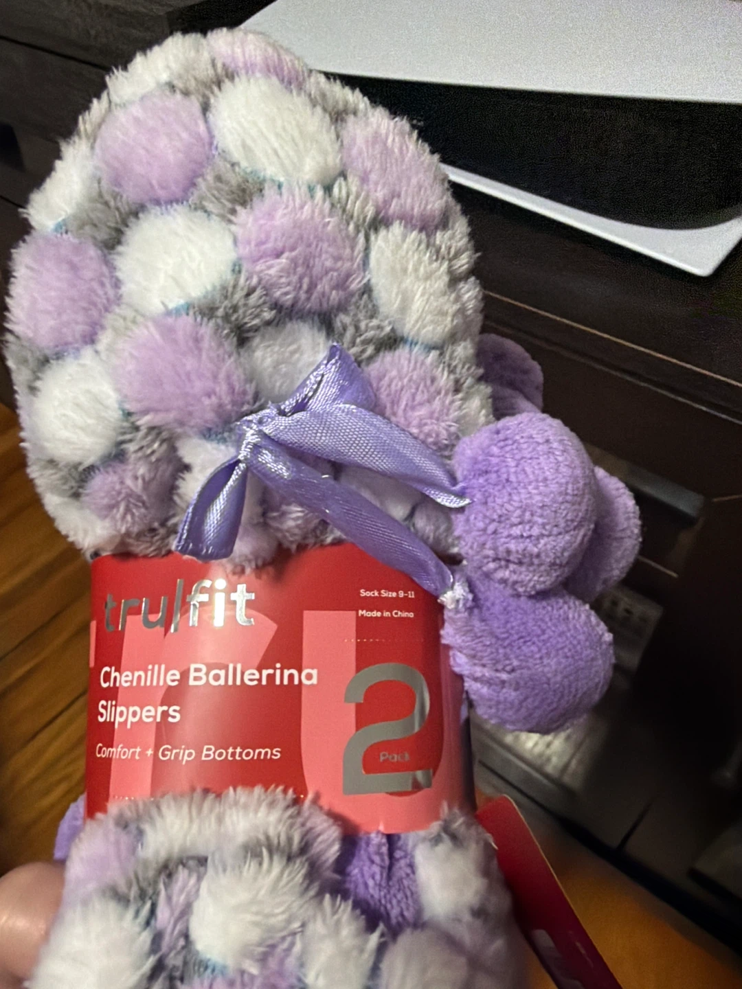 TruFit Chenille Ballerina Slippers - Size 9-11